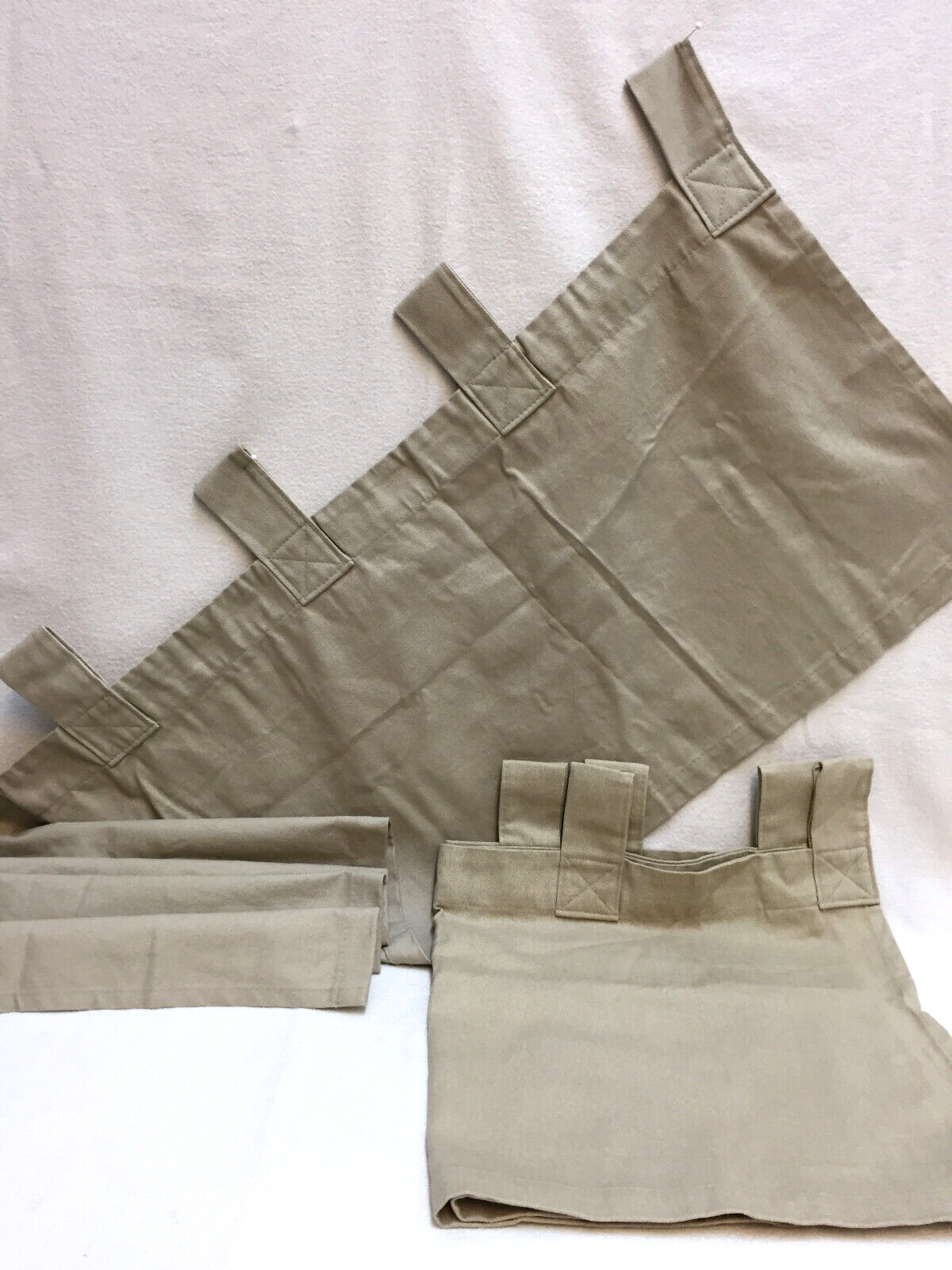 Woolrich Window Valance Beige Tan Brushed Cotton Tab Curtains 52″x 15″ Set of 2
