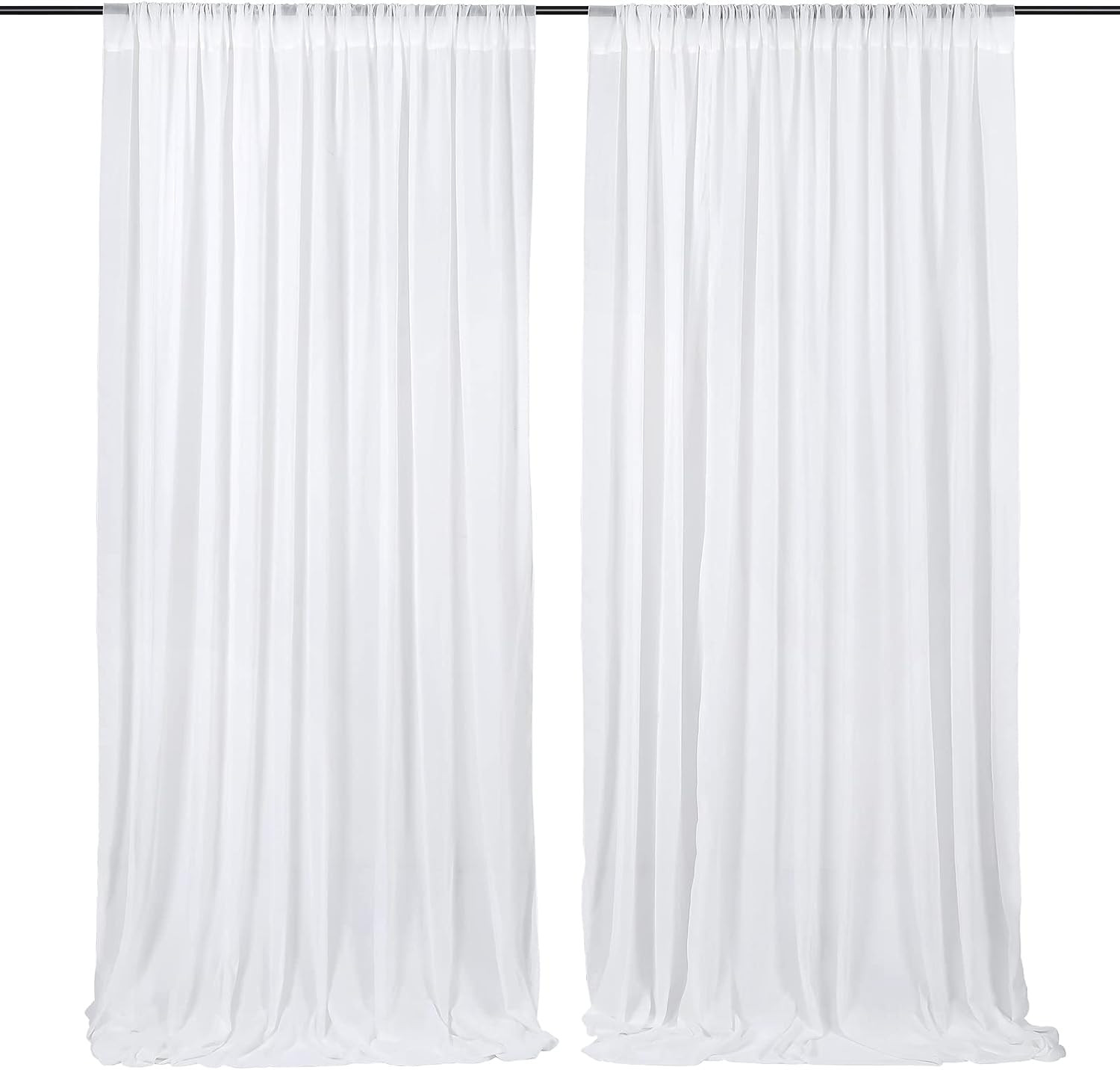 White Backdrop Curtains 10ft x 10ft Chiffon Photo Drapes for Wedding Birthday Pa