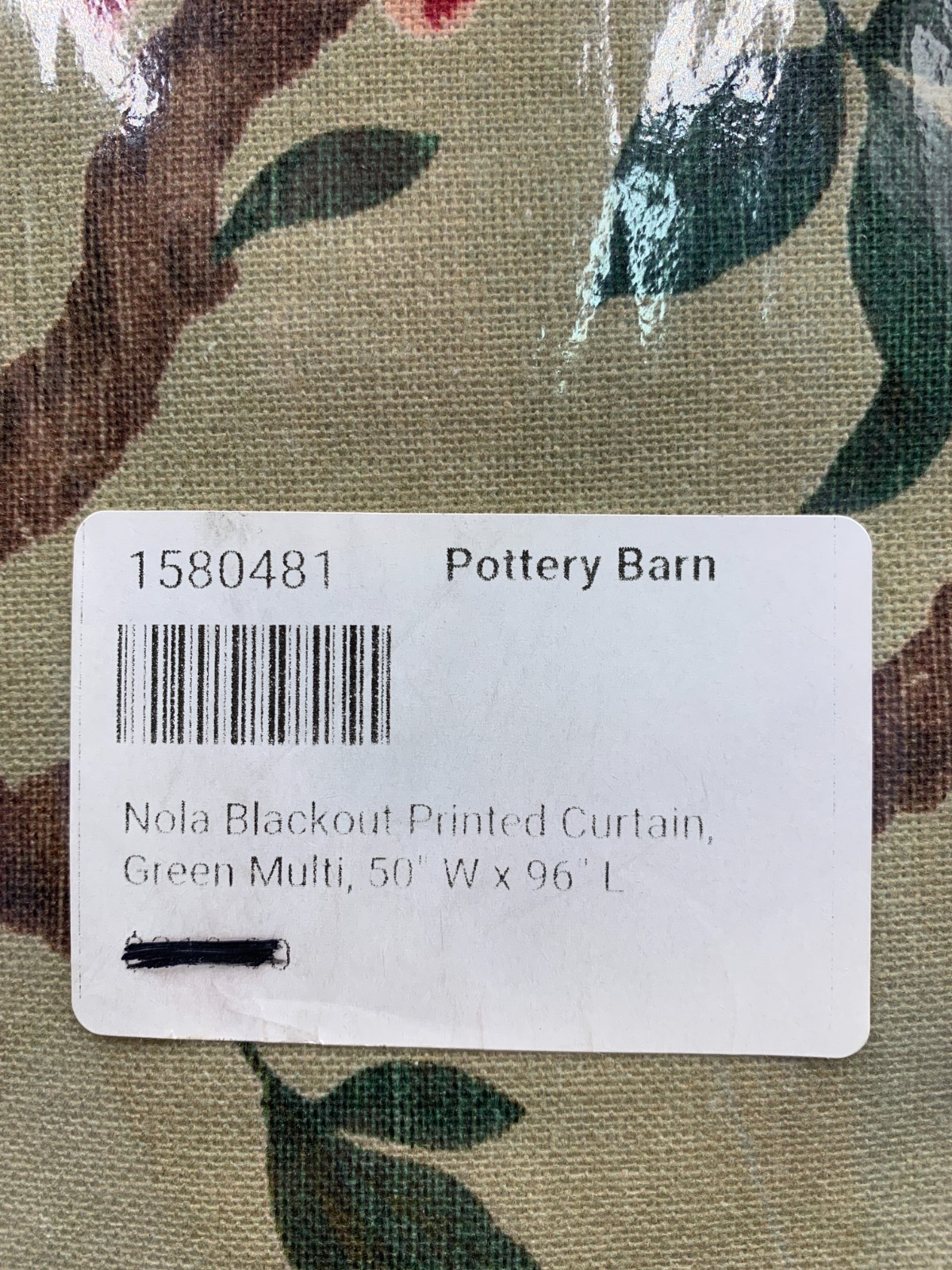 Pottery Barn Nola Floral Printed Blackout Curtain Green Multi 96″ #S4237