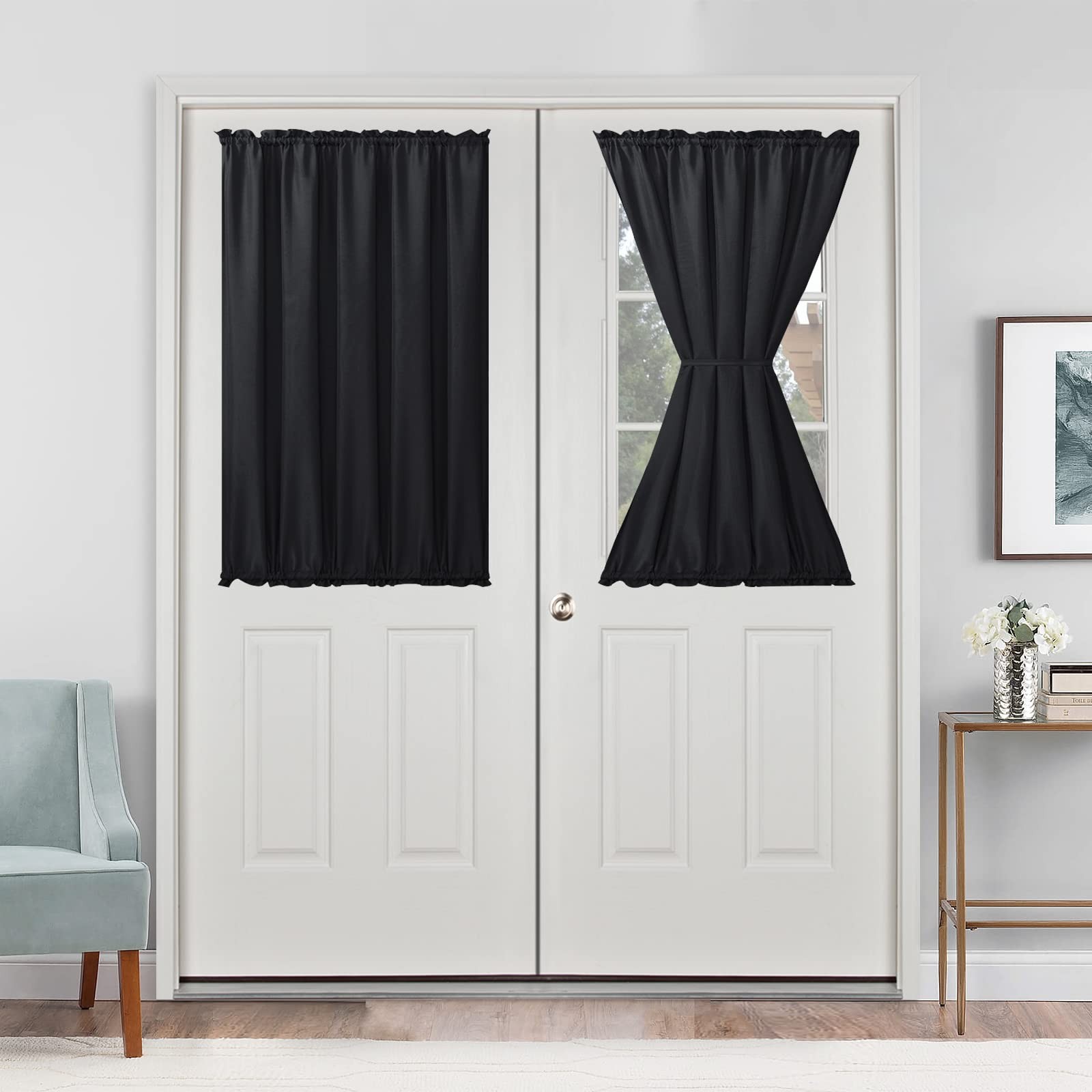 French Door Curtains for Small Windows, Rod Pocket Sidelight Panel, 52″x40″