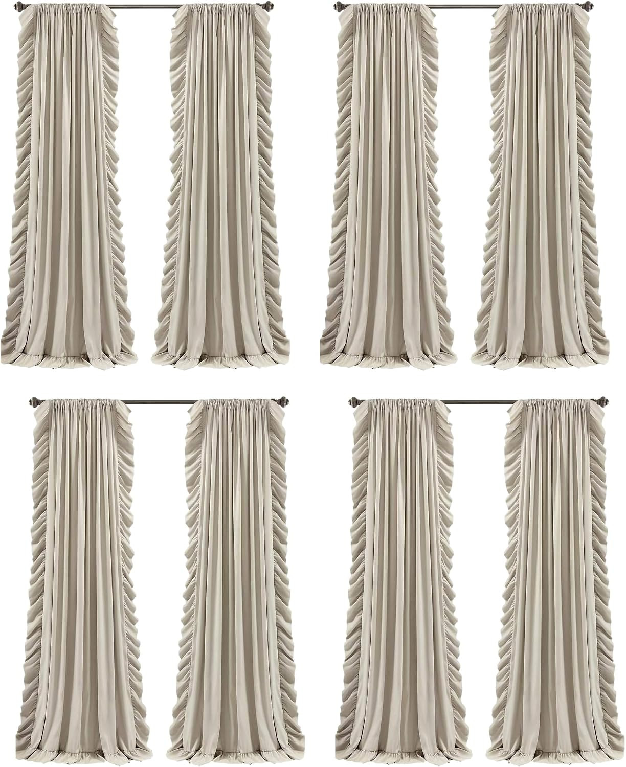 Reyna Ruffle Window Curtain Panel Set, Pair, 54″ W X 84″ L, Wheat – Flowy Curtai