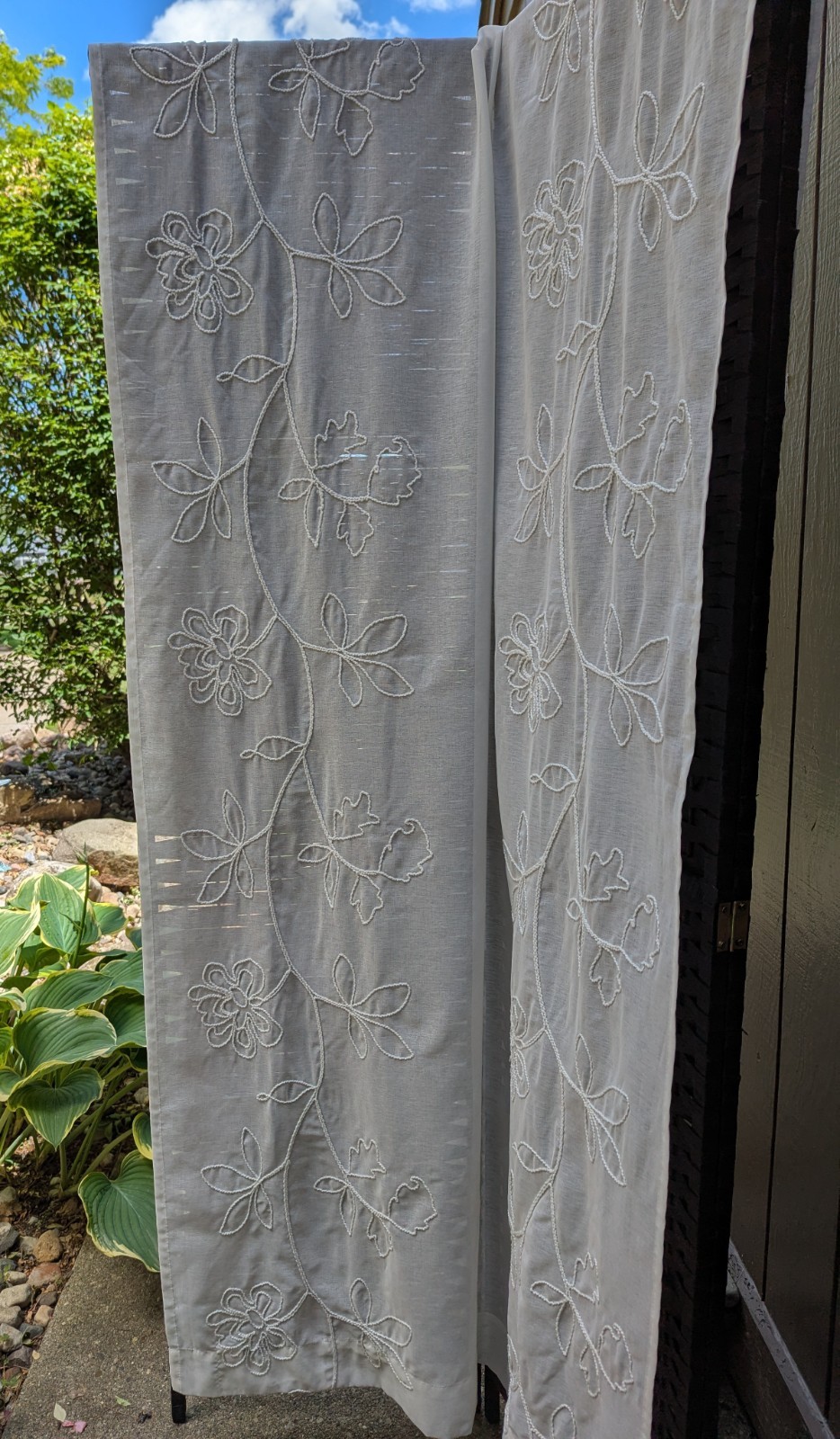 Floral Embroidered Curtain Drapery Panels Polyester Voile Vintage 6 Panels 40×80