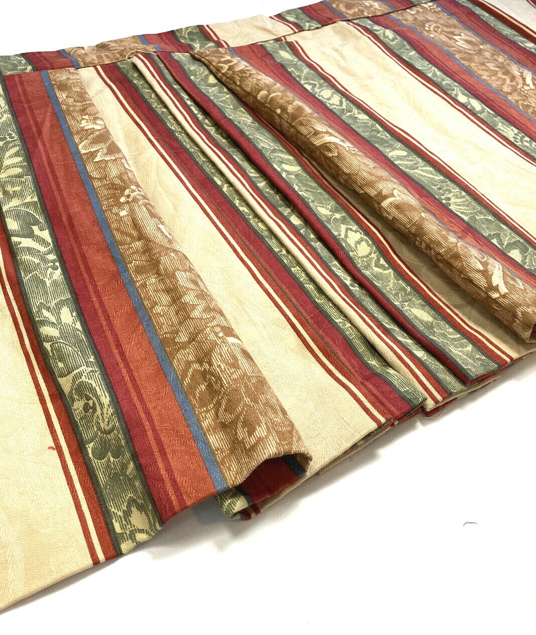 3 Custom Made Luxury Valances Window Treatments Curtains Red Green Stripe Design