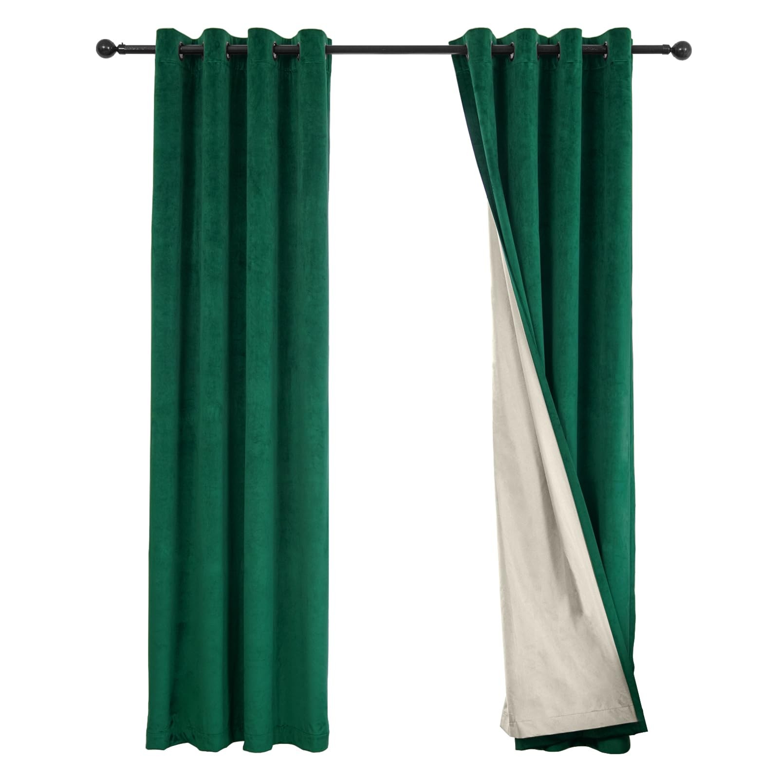 100% Full Blackout Velvet Curtains with Liner 72 inch Long 2 Panels for Livin…