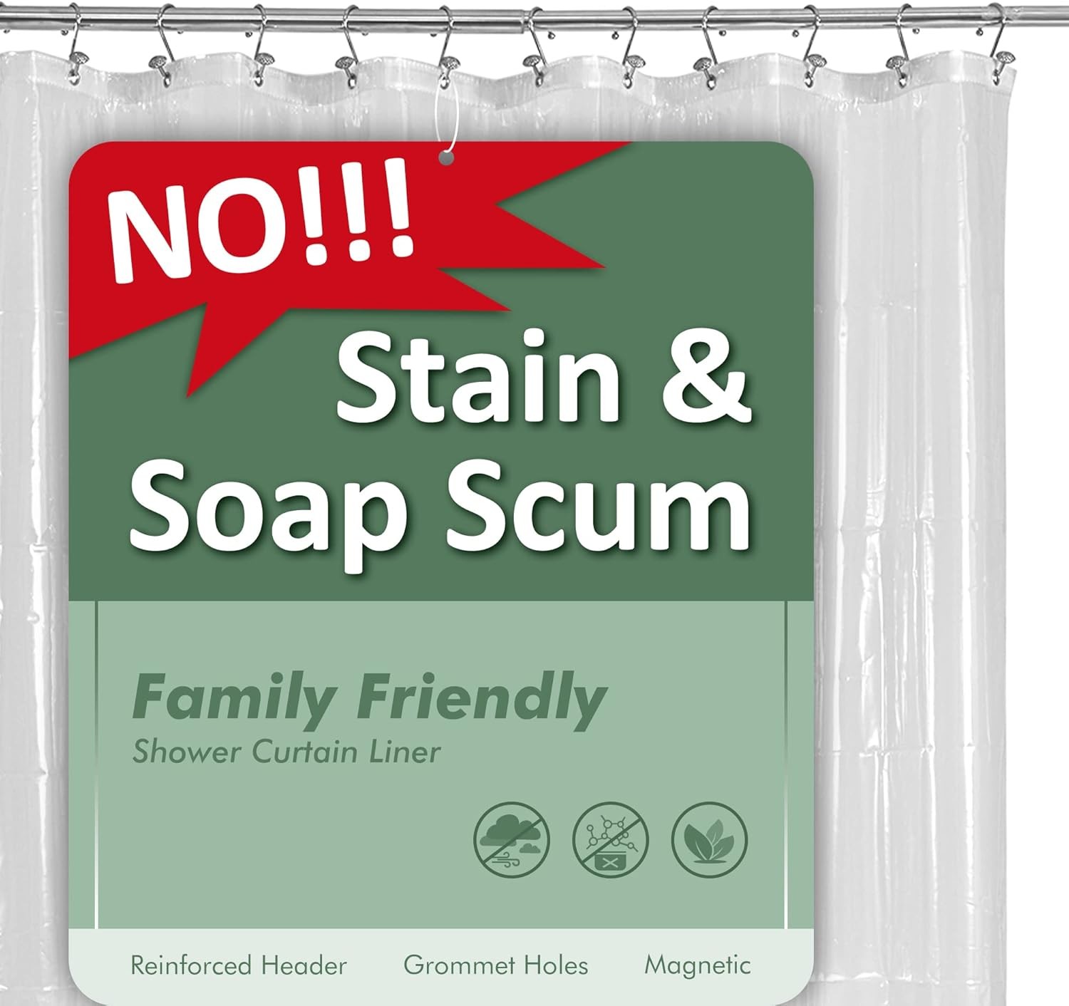 Barossa Design Plastic Shower Liner Clear 72″W x 72″L (Pack of 1), 1a.