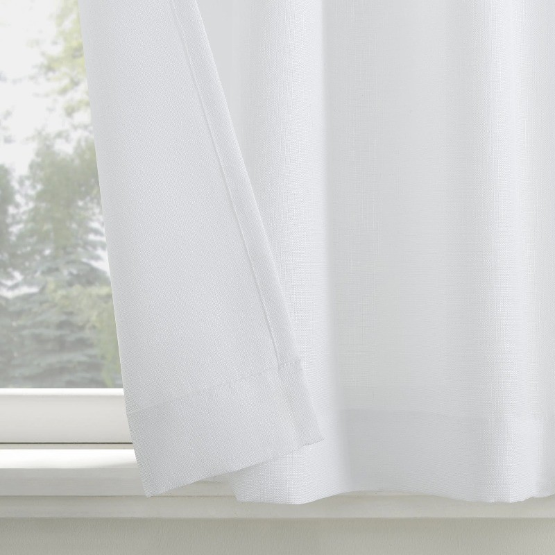 Semi Sheer Tier and Valance Set Navy 56 Inch Wide 36 Inch Long Textured Cafe