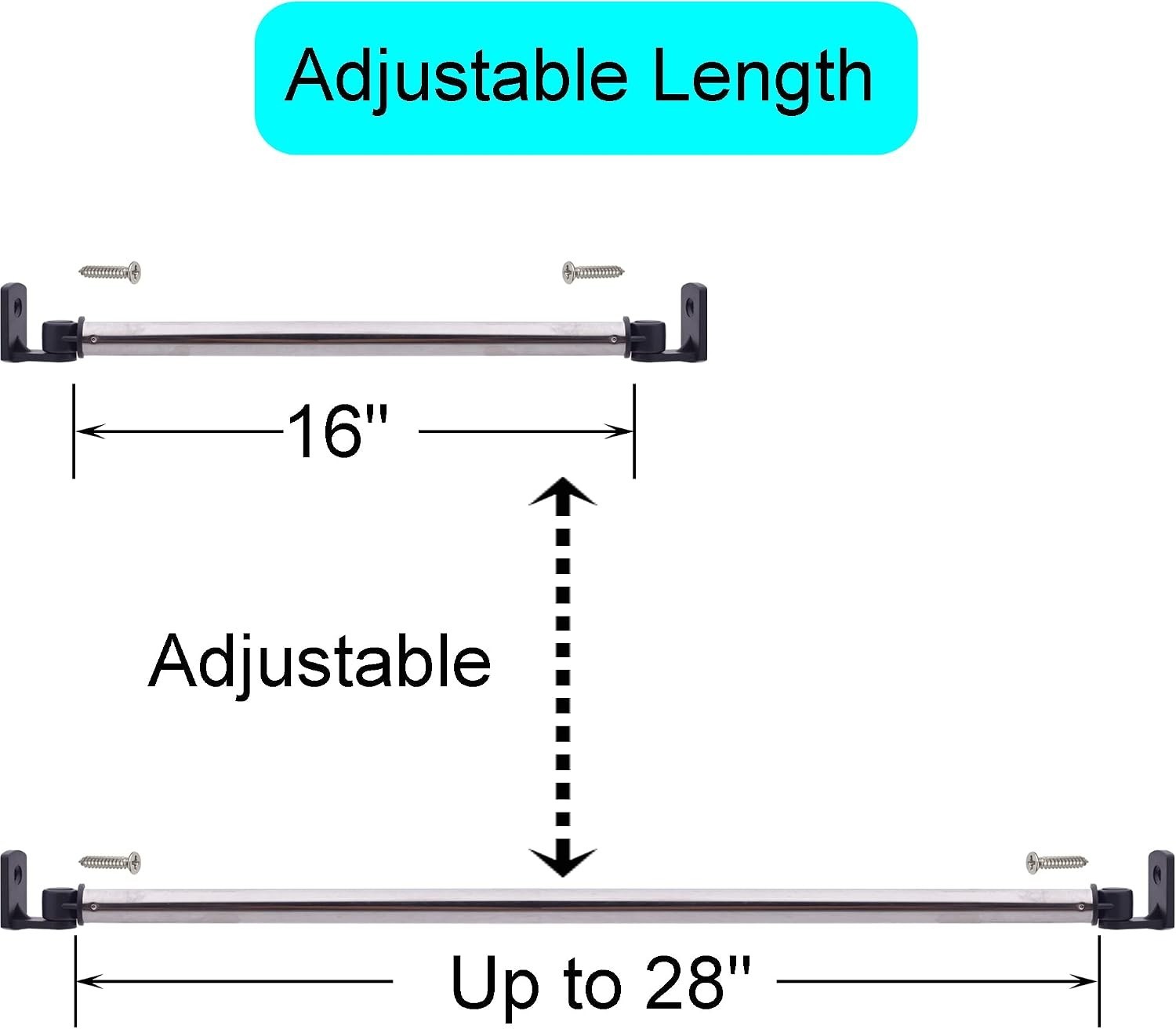Black 16″ to 28″ Inside Window Frame Sash Rod – Modern Cafe Curtain Solution