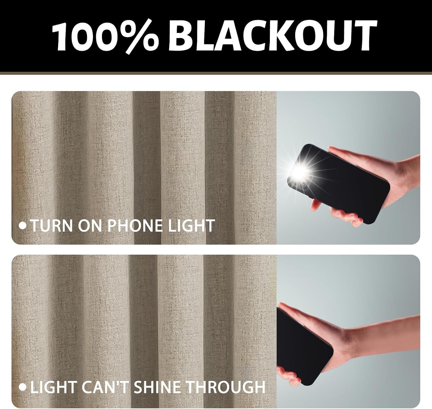 Natural Linen Thermal Blackout Curtains – 2 Panels, 84″ Long for Living Room