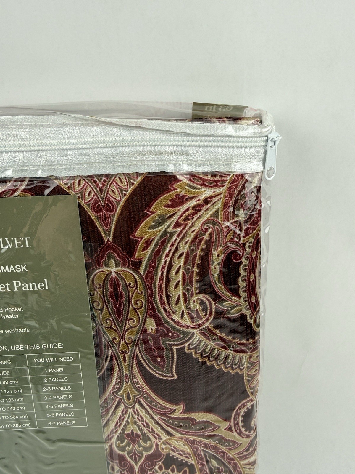 JCP Royal Velvet Hilton Hilton Damask Panel Curtain Majestic Red Multi 54″x63”