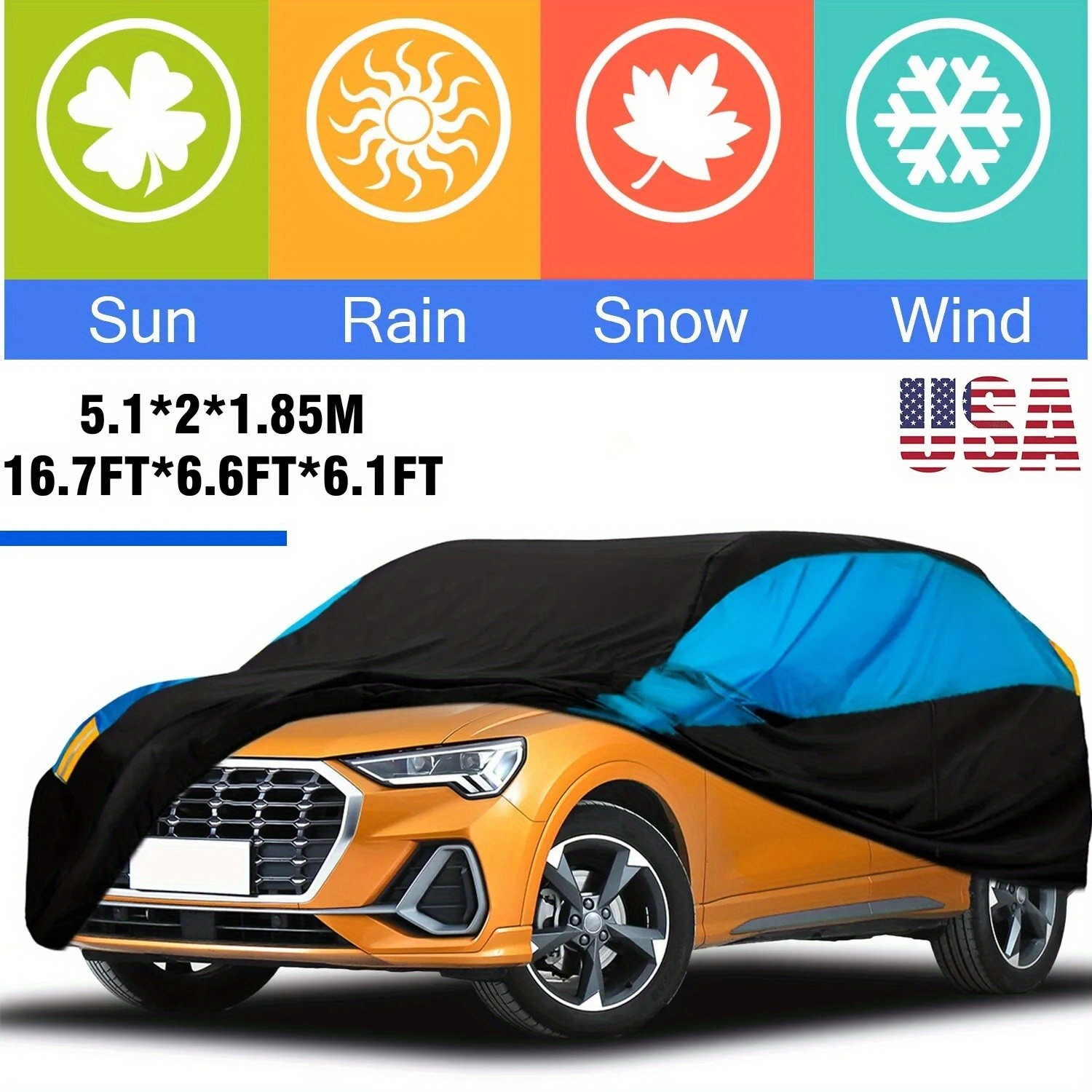 High Quality Scratch Resistant Complete SUV Car Cover, Snow and Rain Resistant
