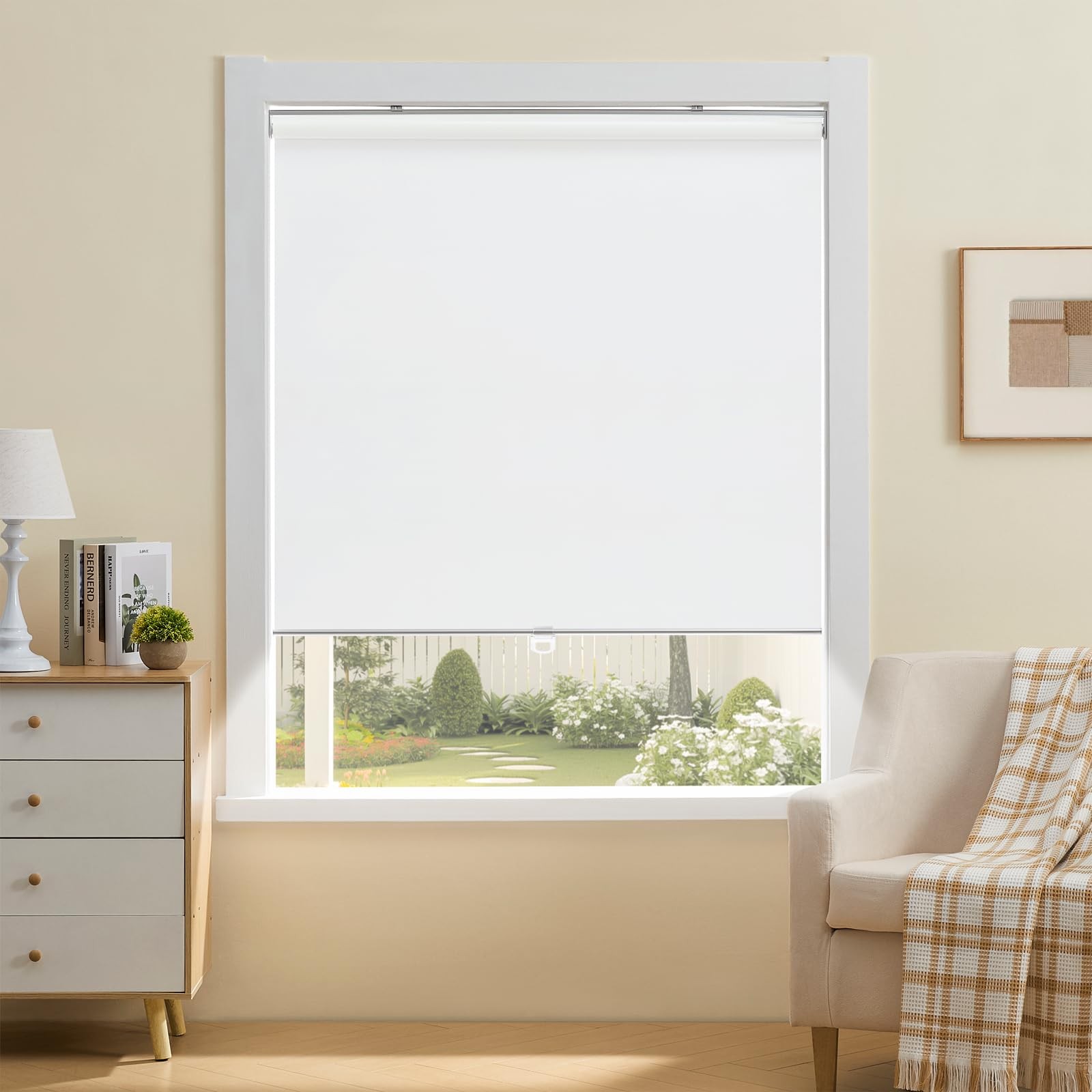 Cordless 100% Blackout Roller Shades for Windows,UV Protection Pull Down Shad…