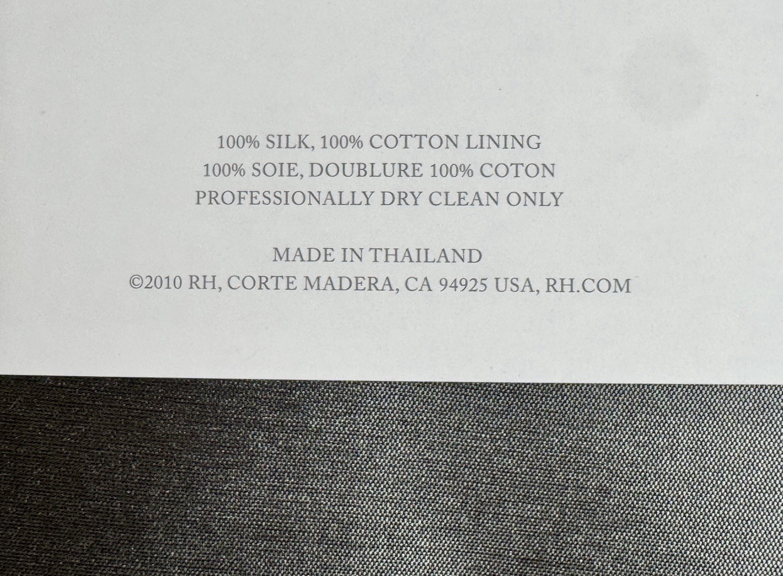 Restoration Hardware Thai Silk Solid Drapery RP 100″W x 120″L Nickel NEW $1,055