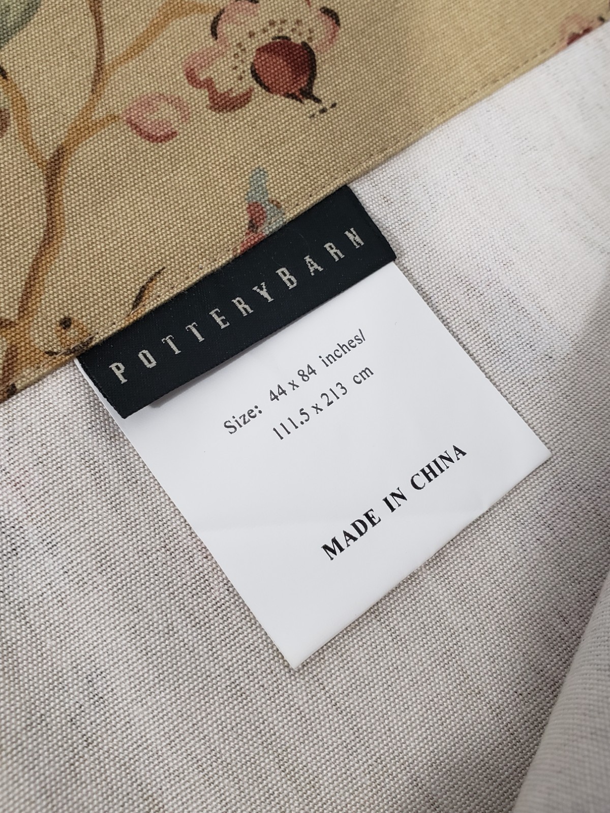 Pottery Barn Tan Floral Curtain Panel 44 X 84 ( sold by the panel ) cottagecore