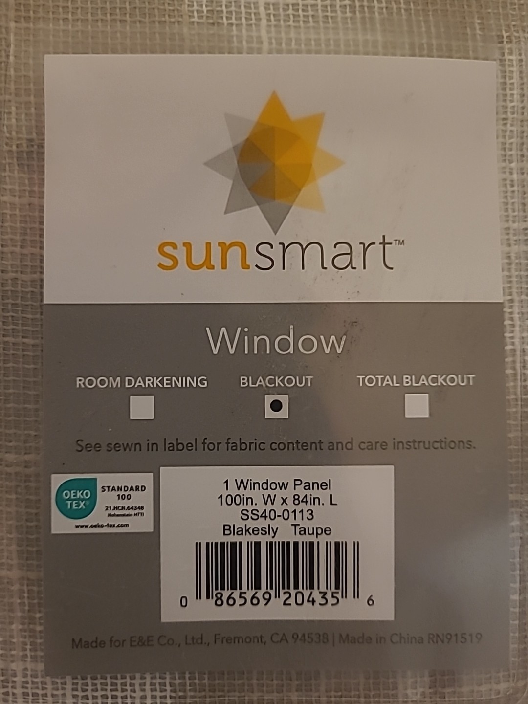 SunSmart Modern Printed Blackout Curtain 100″W x 84″L for Patio Office TAUPE