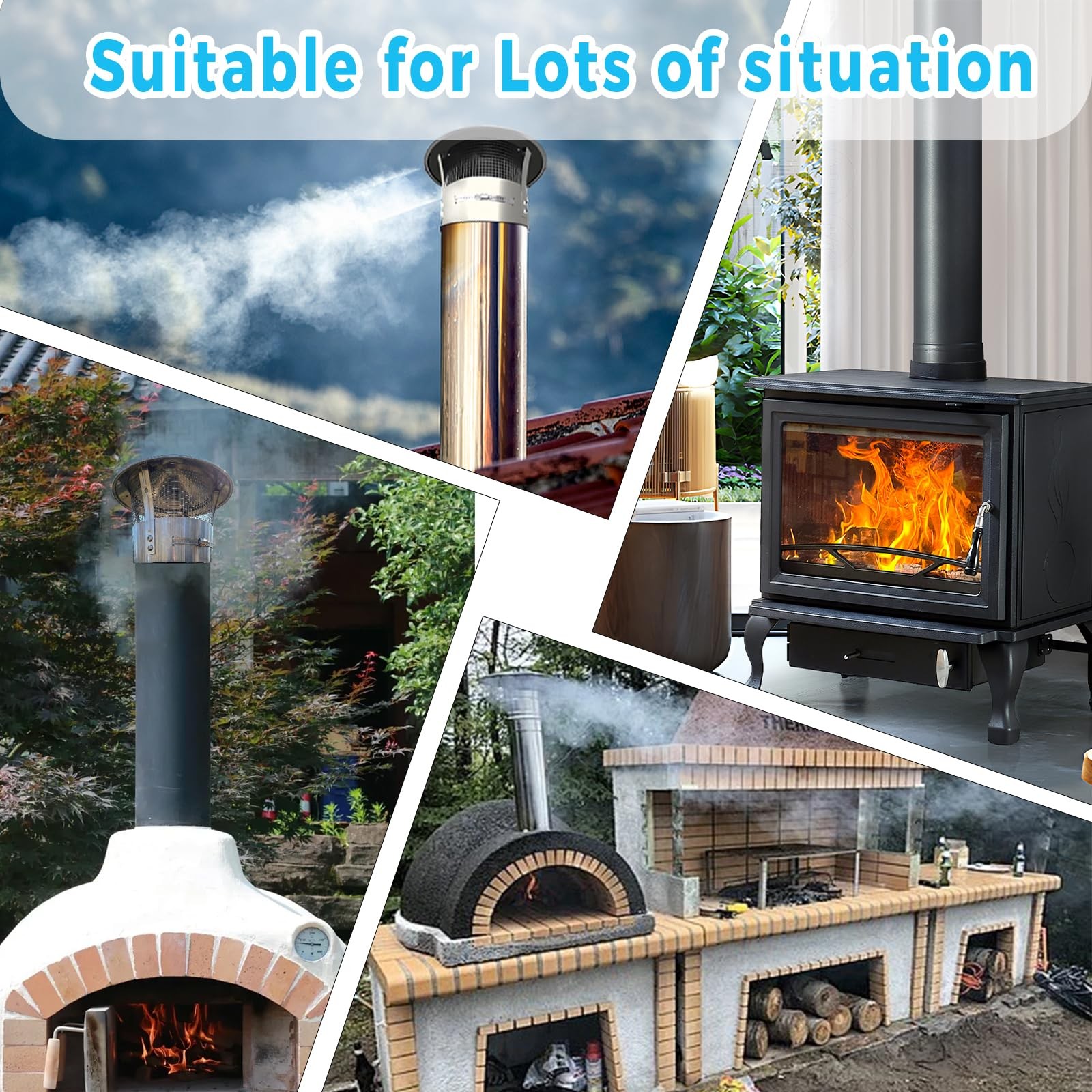 Rust-Proof 8 inch Chimney Cap -Adjustable Stainless Steel Chimney Cover with …