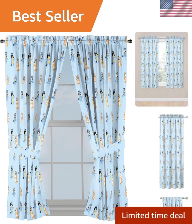 Kids Bedroom Curtains Bluey Bingo Set 4 Pieces 42×63 Water Resistant Kids Roo…