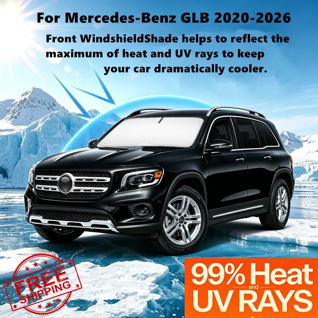 Windshield Sun Shade for Mercedes Benz GLB 2020-2024 2025 2026 4-Layer Front …