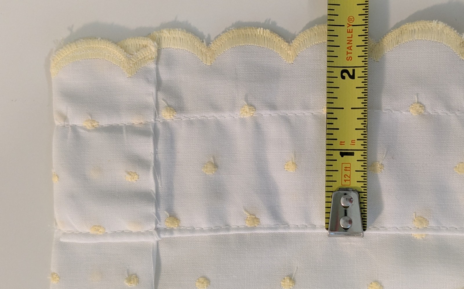 Set of 4 Handmade Swiss Dot Curtain Panels White&Yellow 51″ LONG X 73″ WIDE