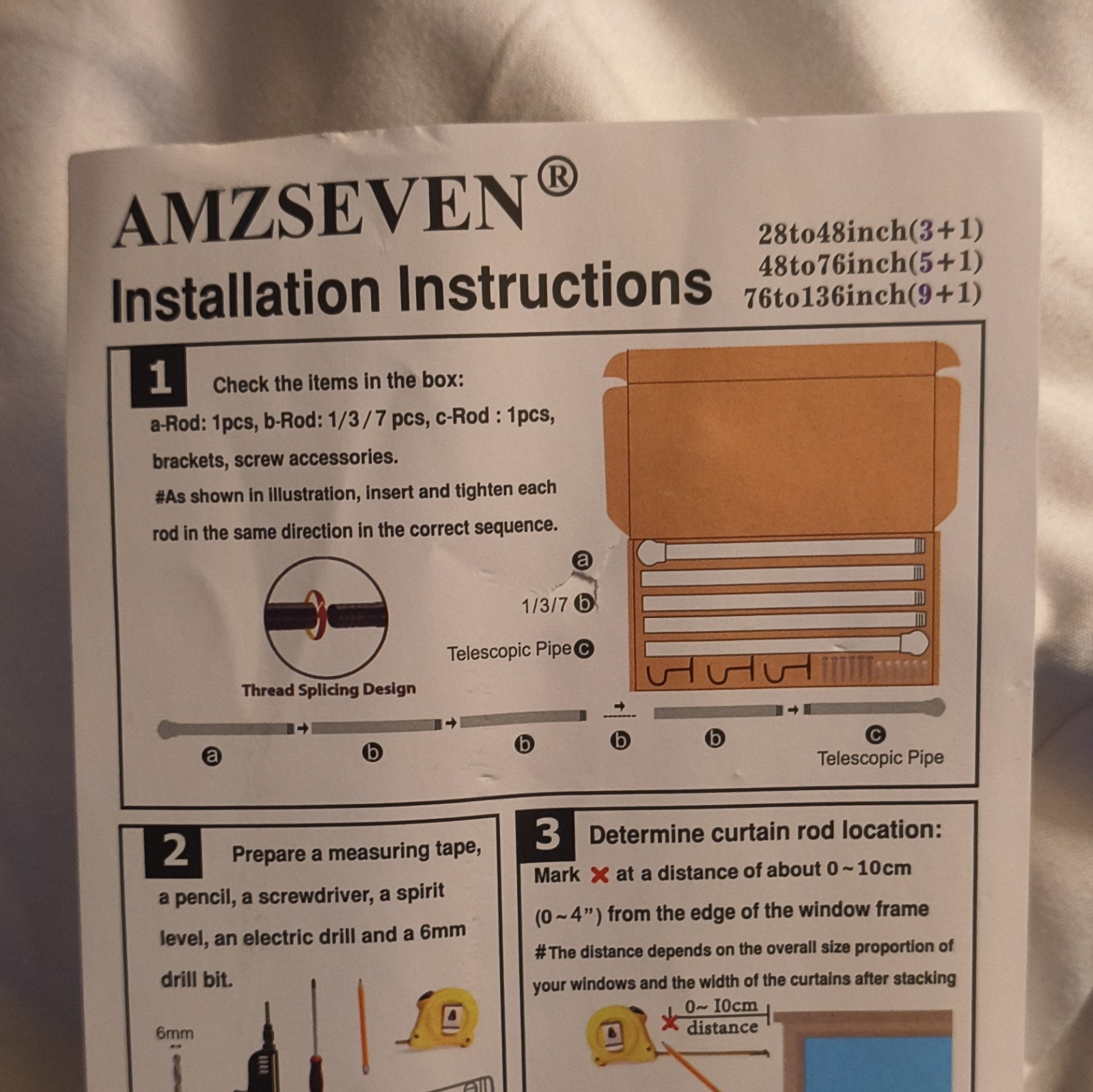 AMZSEVEN White Curtain Track 36-250in Ceiling/Wall Mount Adjustable Plastic