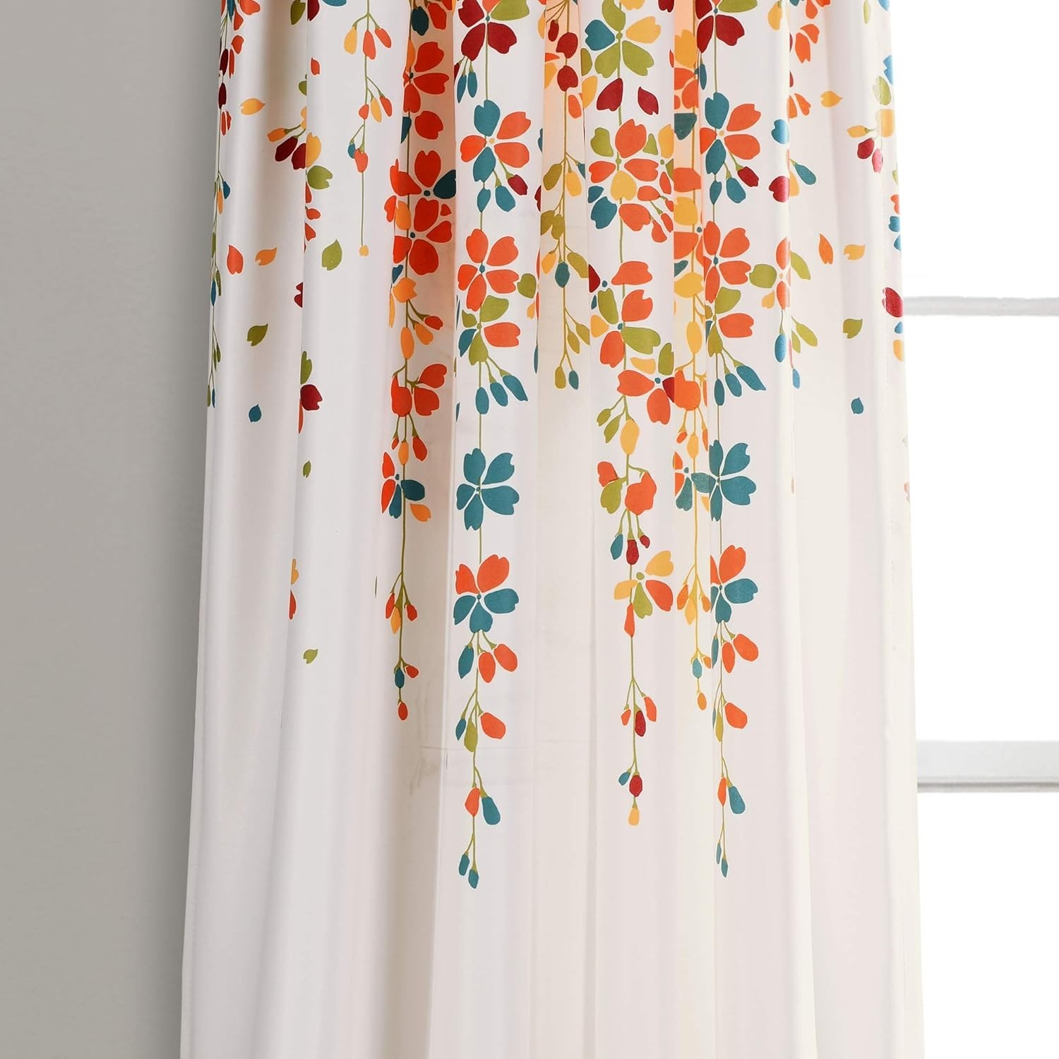 Weeping Flower Turquoise Tangerine Curtains