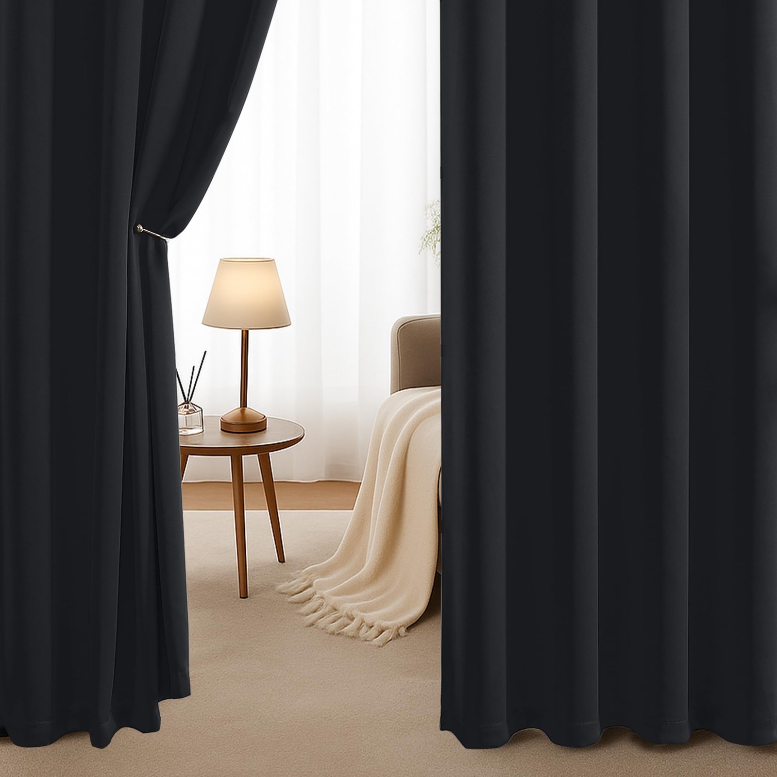 Halloween Black Extra Long 10ft Curtains for Patio 120 Inches Long 2 Panels S…