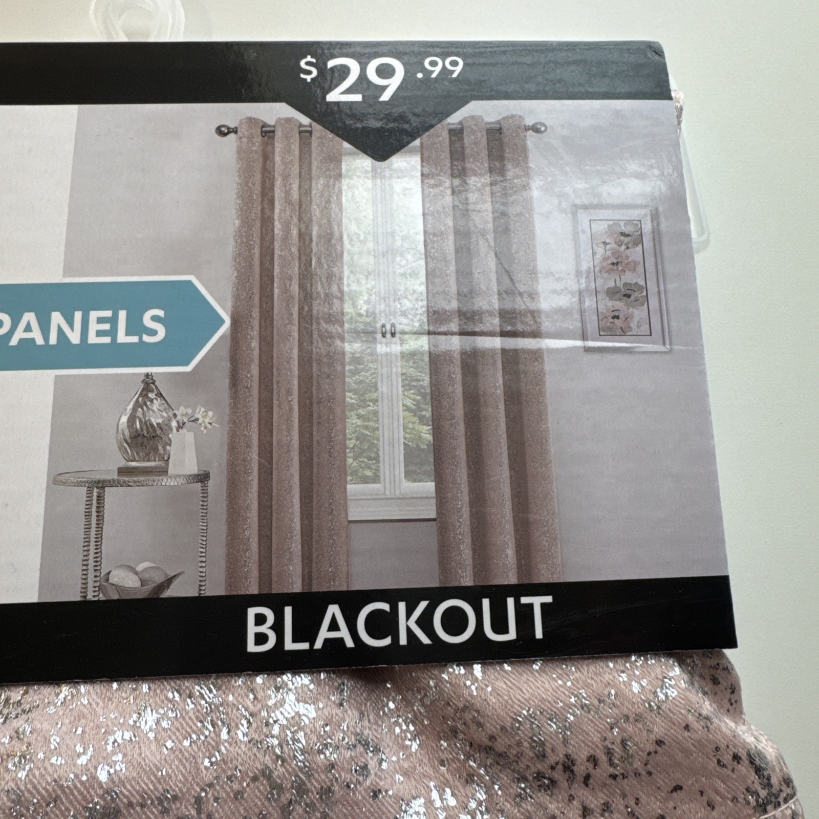 Blackout Curtains, Metal Gromets, Blush With Silver pattern. Set of 2 Panels.