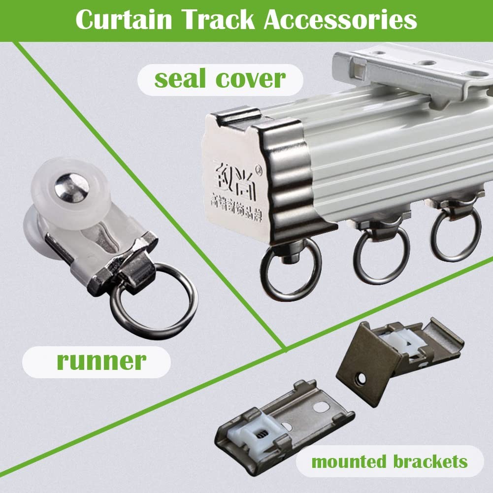 Zshine Curtain Single Tracks Ceiling Or Wall Mounting Heavy-Duty Curtain Rails