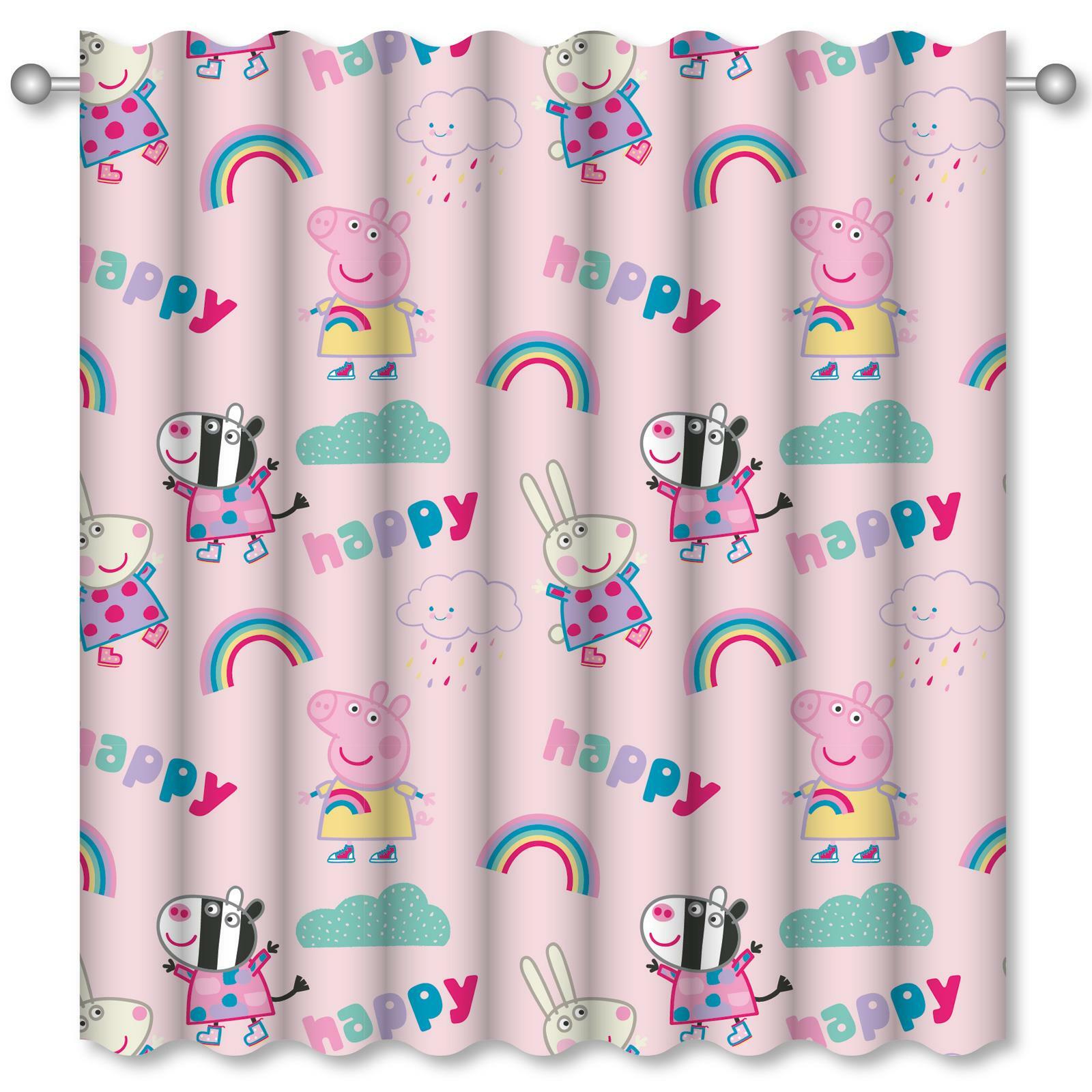 Peppa Pig Storm Curtains Pencil Pleat Kids Girls Pink – 54in (137cm) Drop