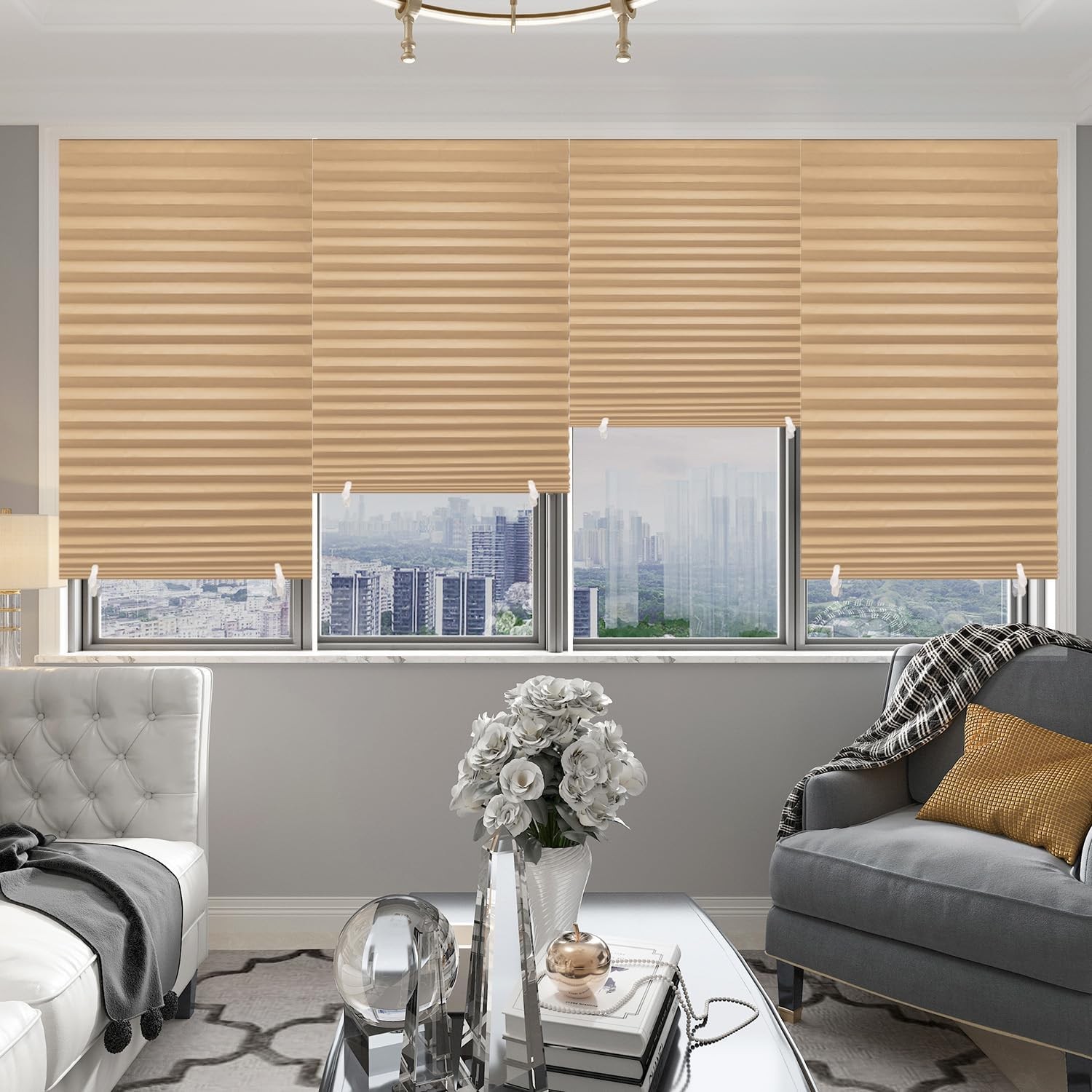 6 Pack Pleated Paper Blinds Adhesive Paper Shades No Tools No Drill