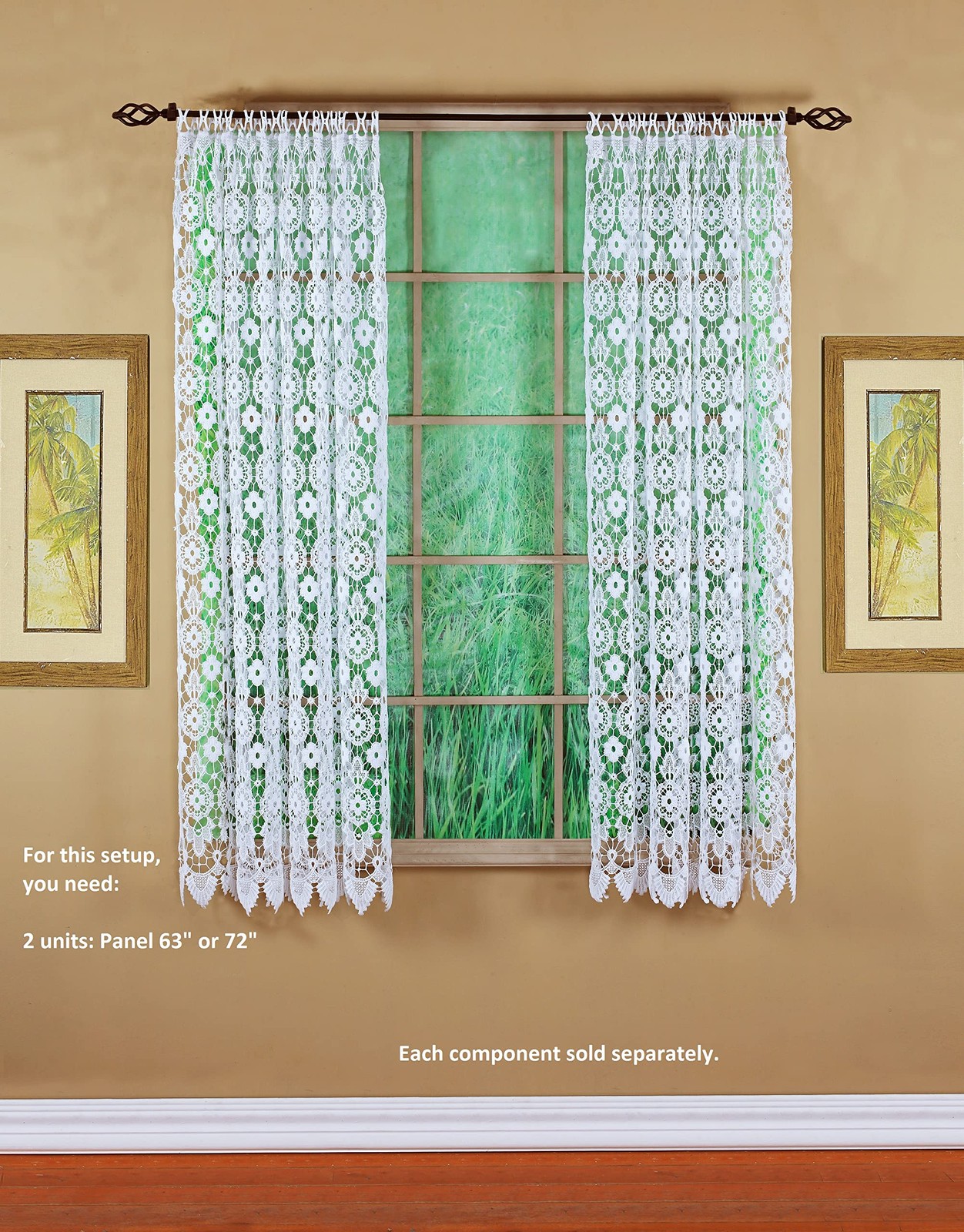 Today’S Curtain Todays Curtain Medallion Macram Panel 63White48W X 63L Lh0106K