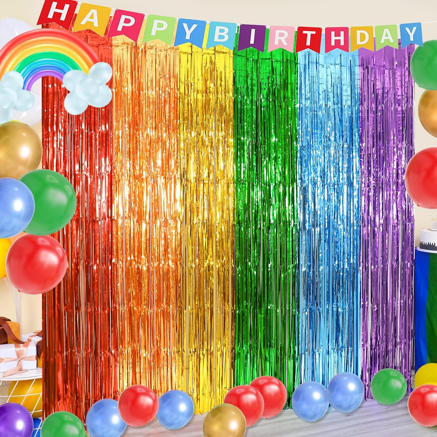 Christmas Foil Fringe Curtains (Multicolored)