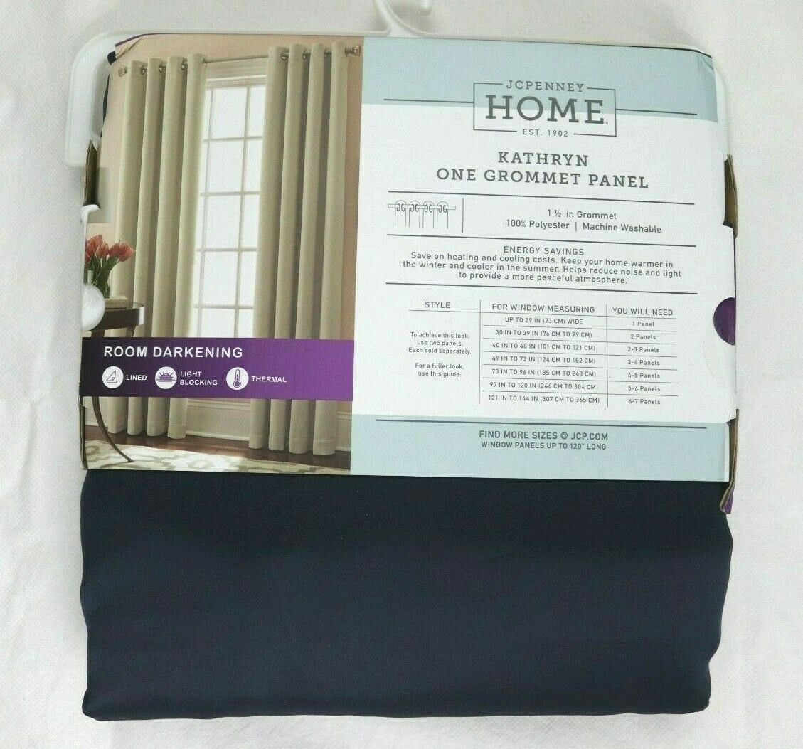 New Liz Claiborne 50x 95 JCP Kathryn Mood Indigo Navy Blue Grommet Curtain Panel