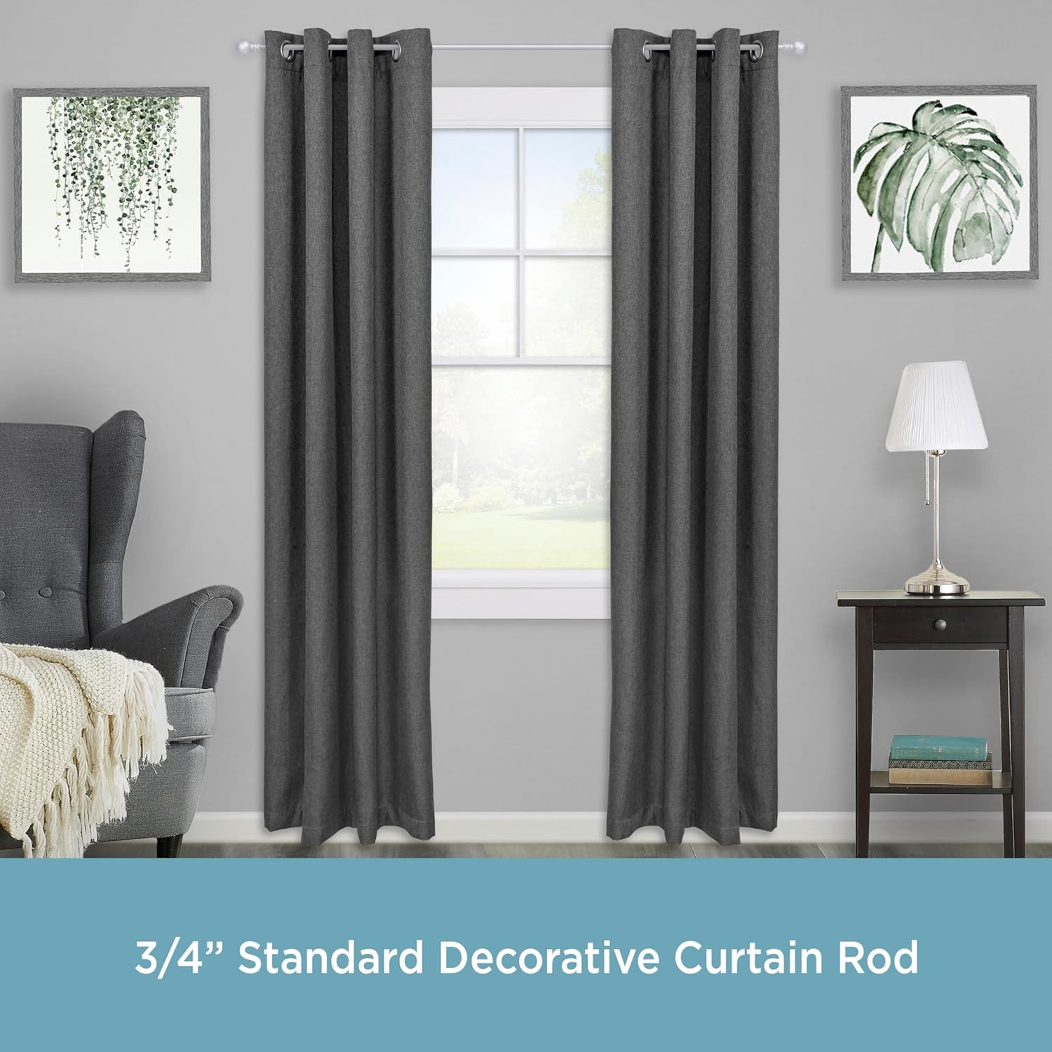 KNM80762 Bryce Ball End Standard Decorative Window Curtain Rod, 36-66″ Adjustabl