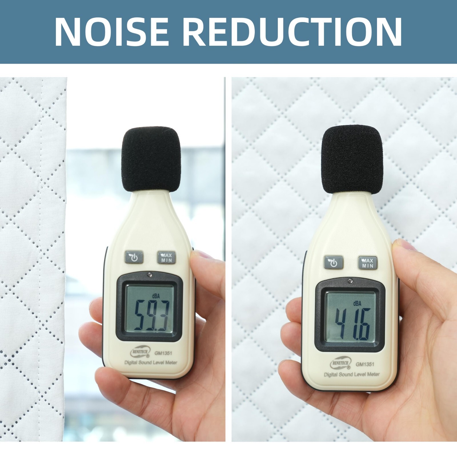 2 Soundproof Thermal Insulated Quilted Curtain Liners Noise Reducing for Bedroom