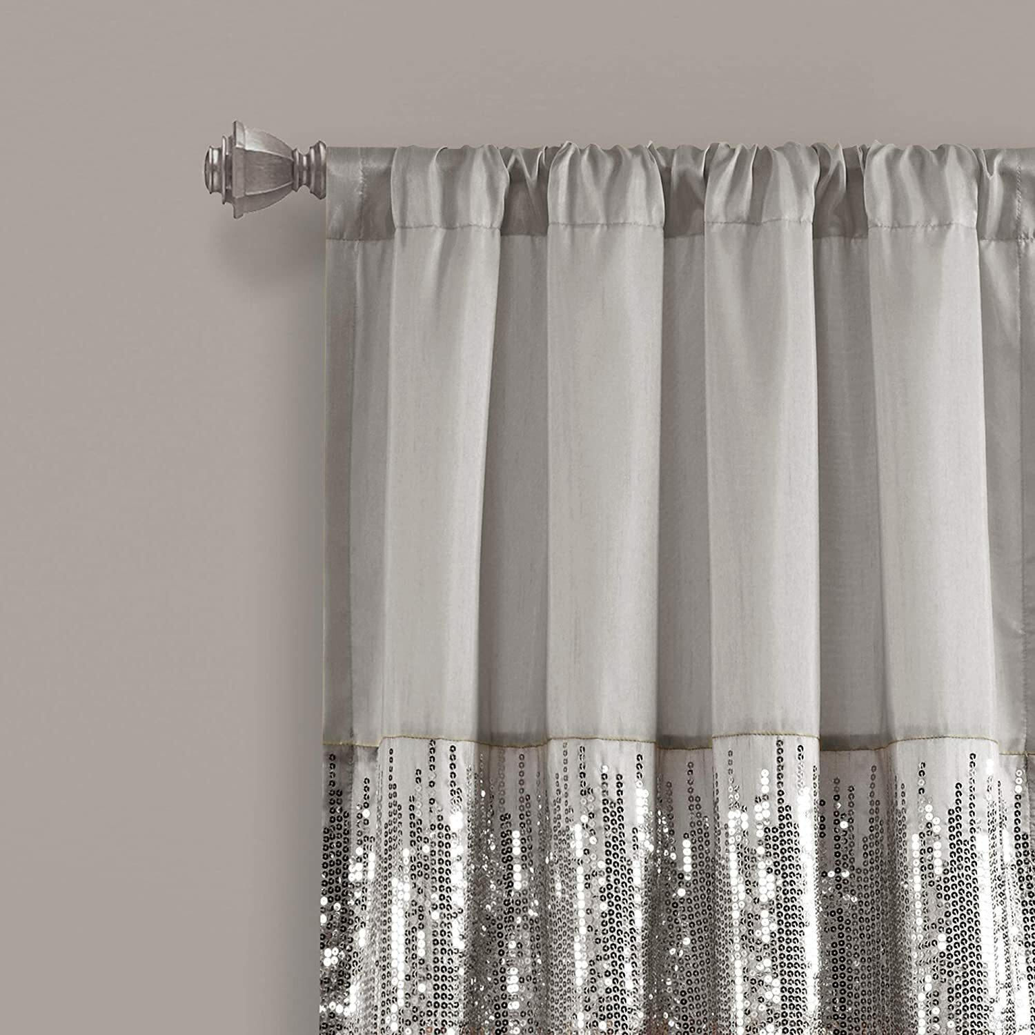 Set 2 Pink Gray Grey Sequin Striped Curtains Panels Drapes 84 in L Rod Pocket
