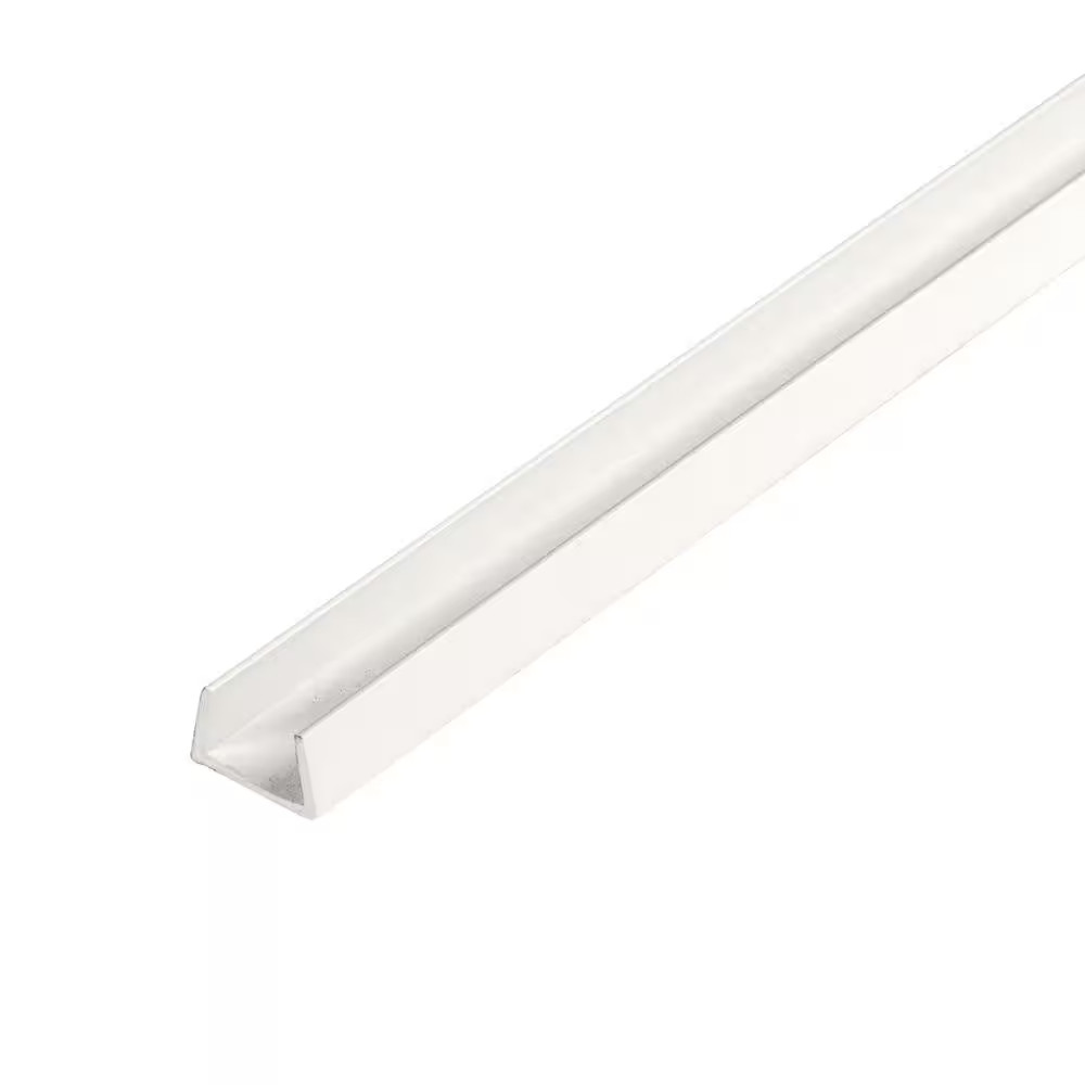 1/4 In. D X 3/8 In. W X 72 In. L White UV Stabilized Rigid PVC Plastic U-Channel