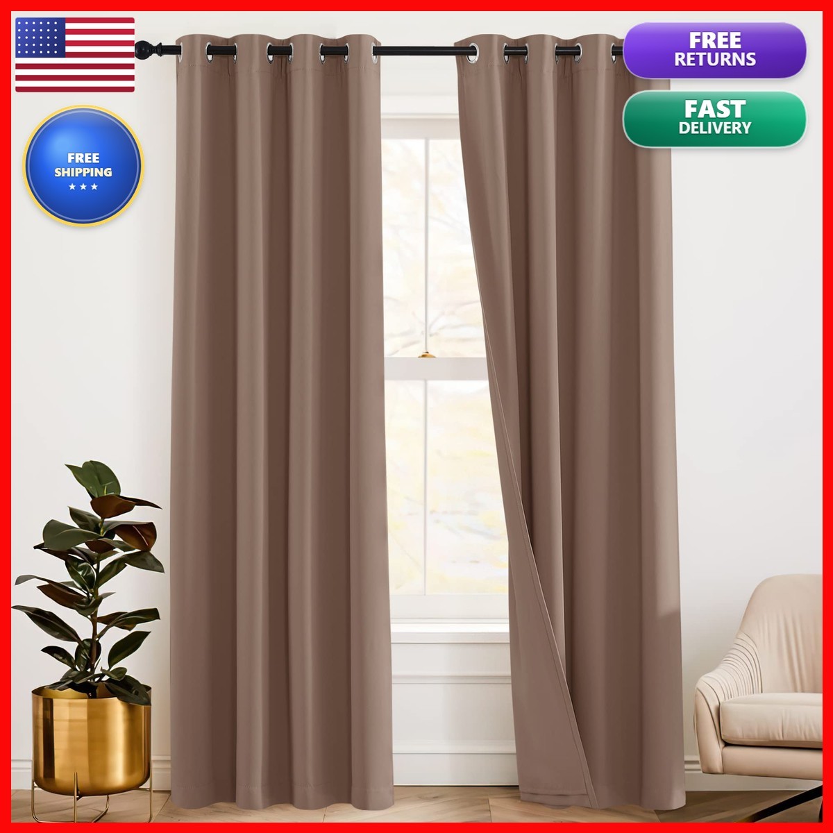 Ryb Home – – Living Room Divider Curtains Large Bay Window