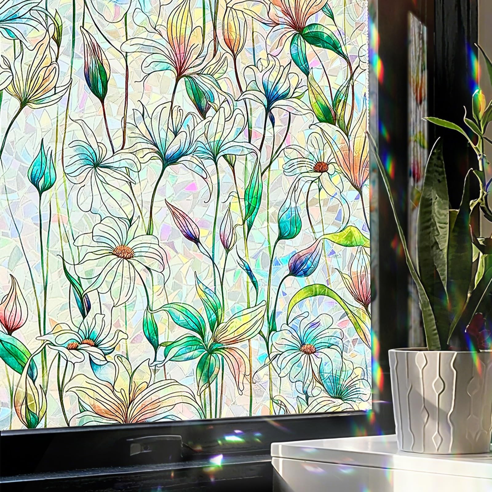 ADD.HERES Window Privacy Film, Stained Glass Decorative Static Cling, Removab…
