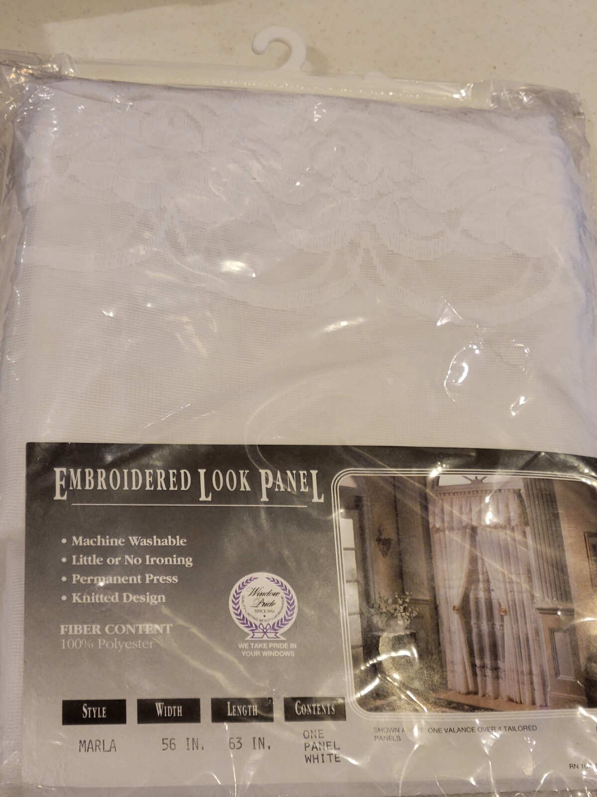 S. Lichtenberg And Co. Marla Embroidered Look White Curtain Panel 56×63 inch