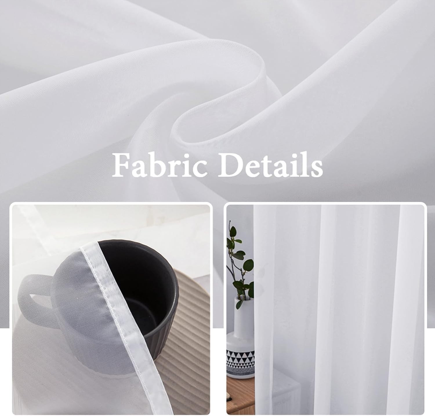 Set of 2 White French Door Sheer Curtains – Elegant Light Filtering Design
