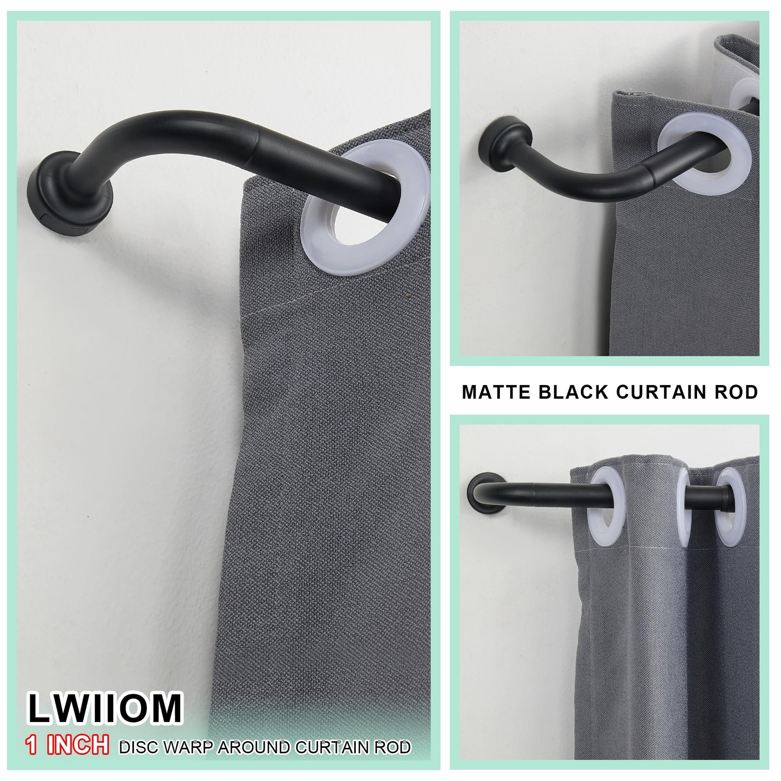 Black Curtain Rod for Windows 28 to 56 Inch, Internal Splicing 1 Inch Diamete…