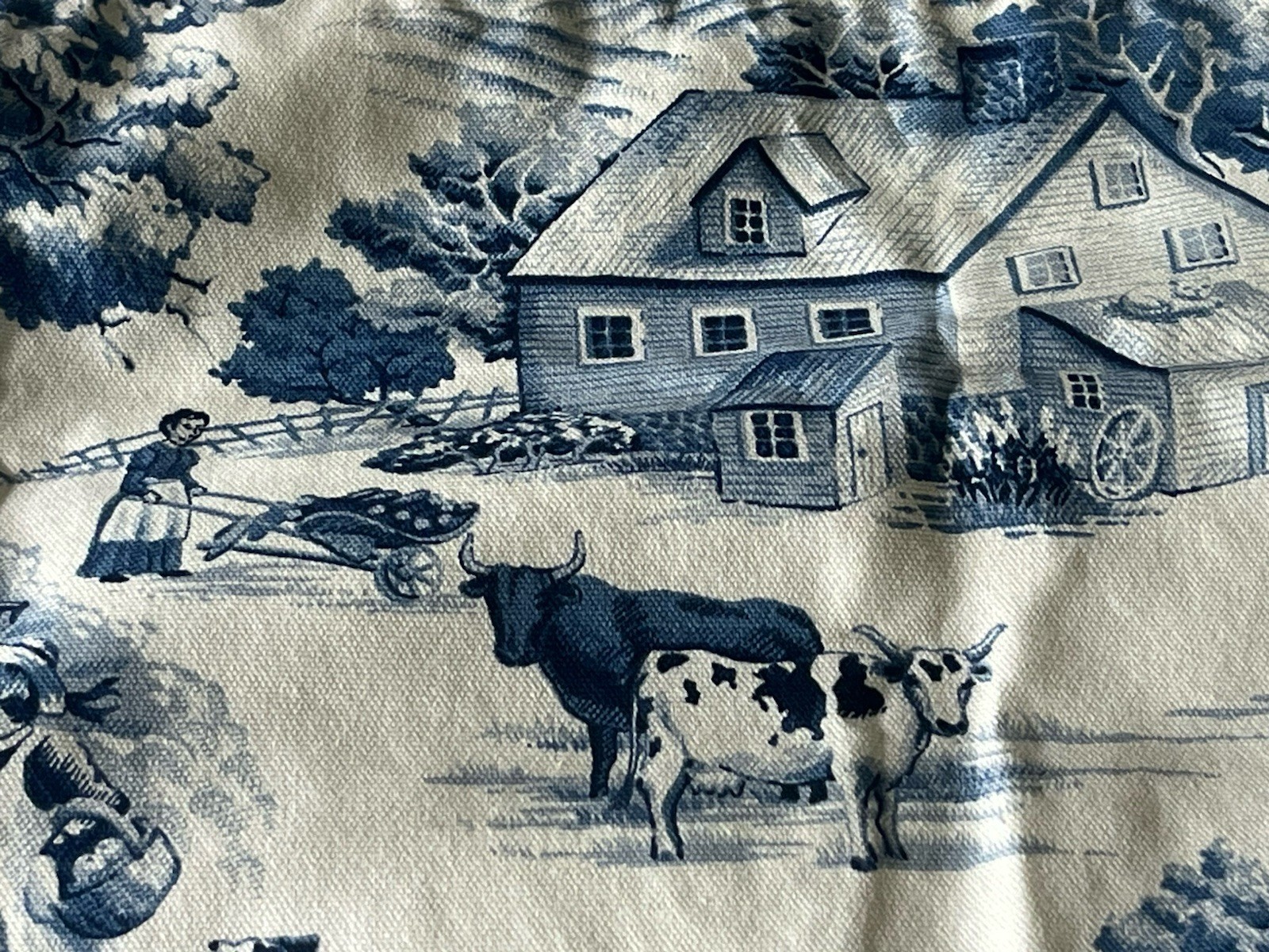 LINED WINDOW VALANCE CURTAIN 52 X 15 COTTAGE BLUE & WHITE FARM 6 Curtains