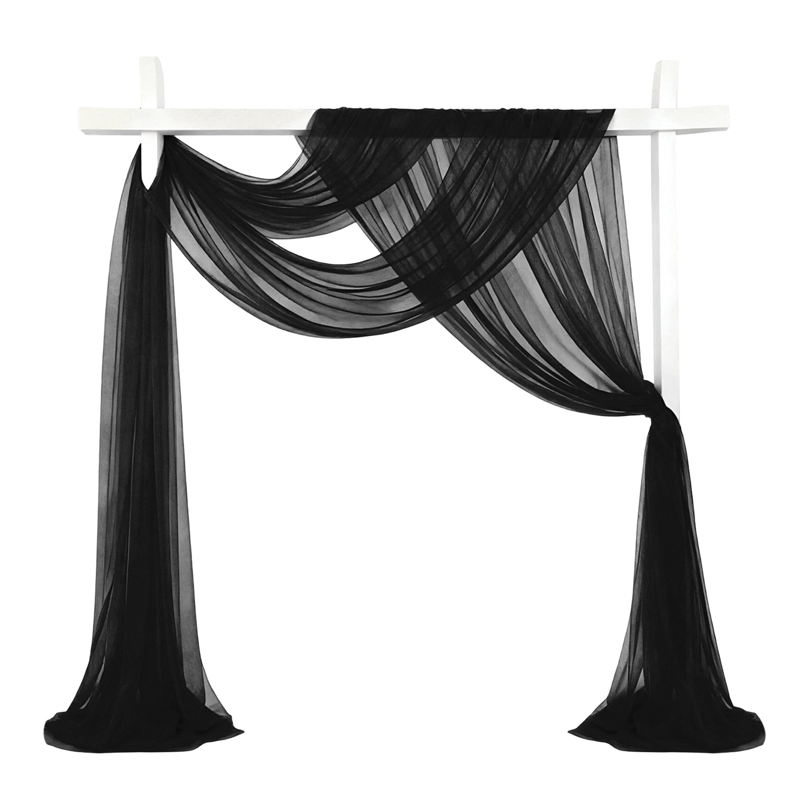 Wedding Arch Draping Fabric 32”x33Ft Sheer Drapes Chiffon Fabric Black
