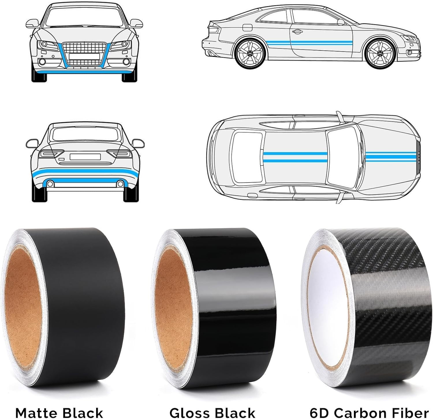 Gloss Black Vinyl Wrap 2″ x 30FT Chrome Delete Car Window Trim Air Release Film