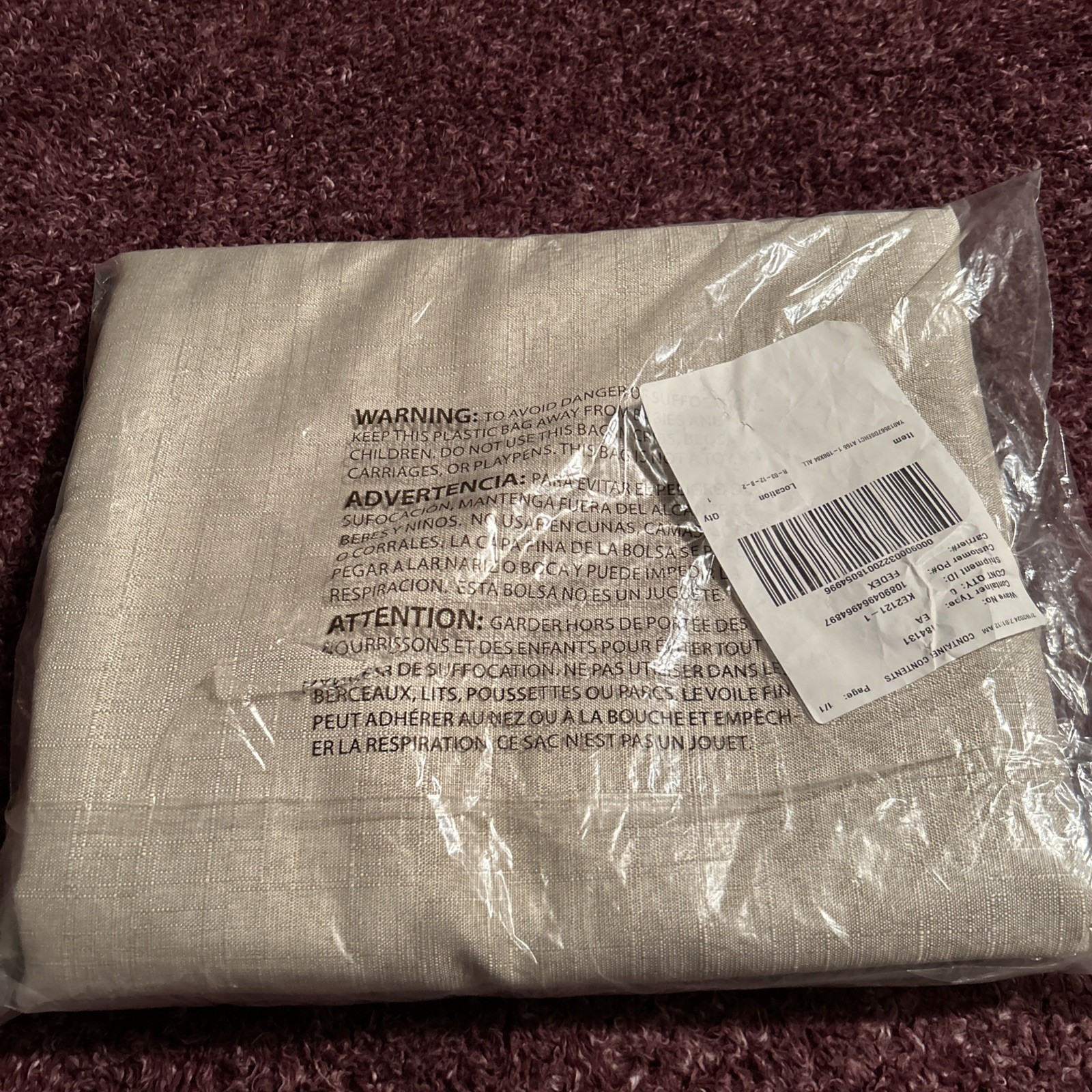 108”x84” Loha Patio Grommet Top Single Curtain Panel Beige Light Filtering