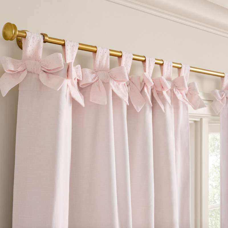Pottery Barn Tie-Top Eyelet Blackout Curtain Light Pink 44″W x 96″L