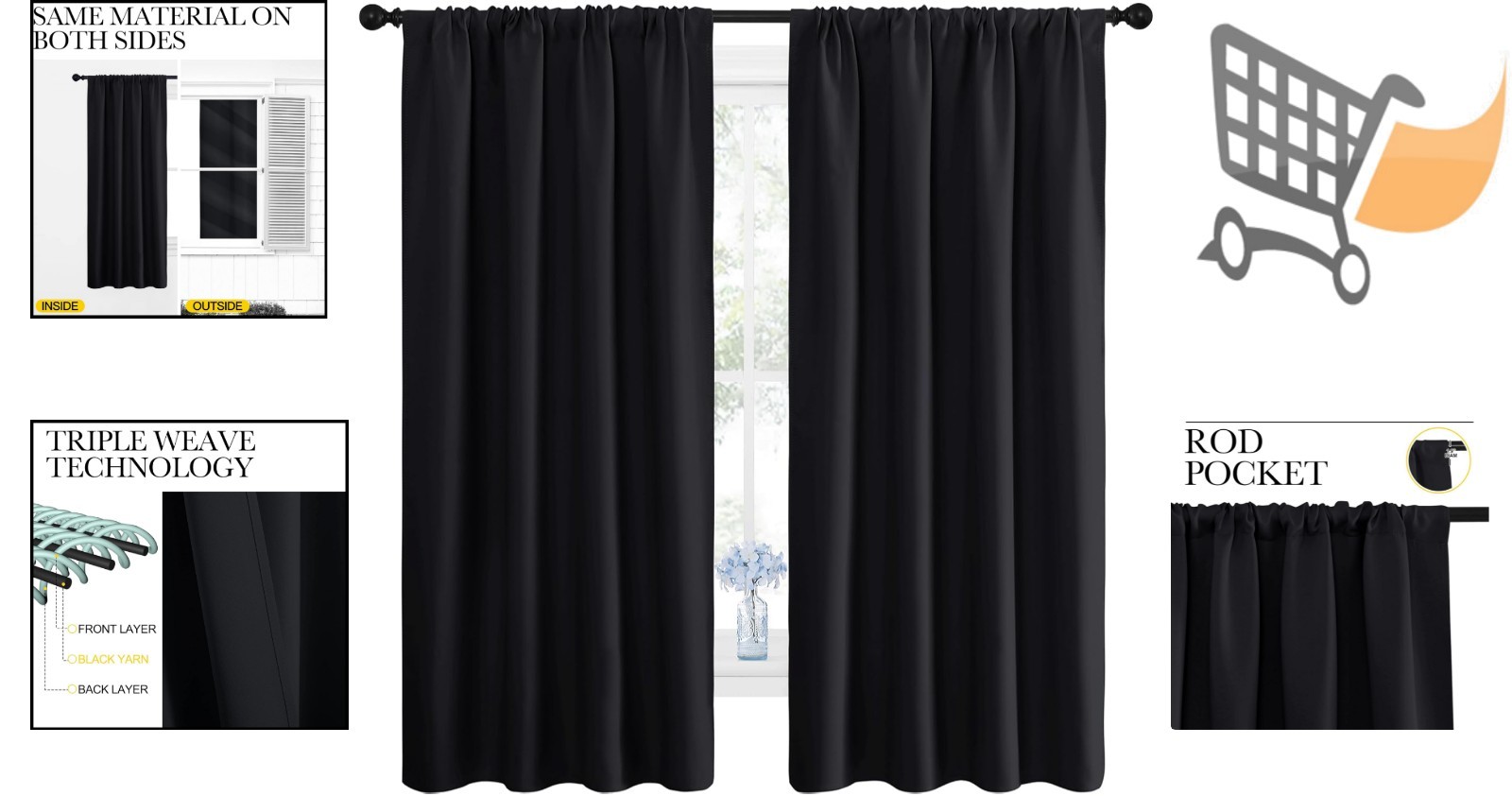 Blackout Curtains Microfiber 42 X 63 Inches Insulated Room Darkening Drapes