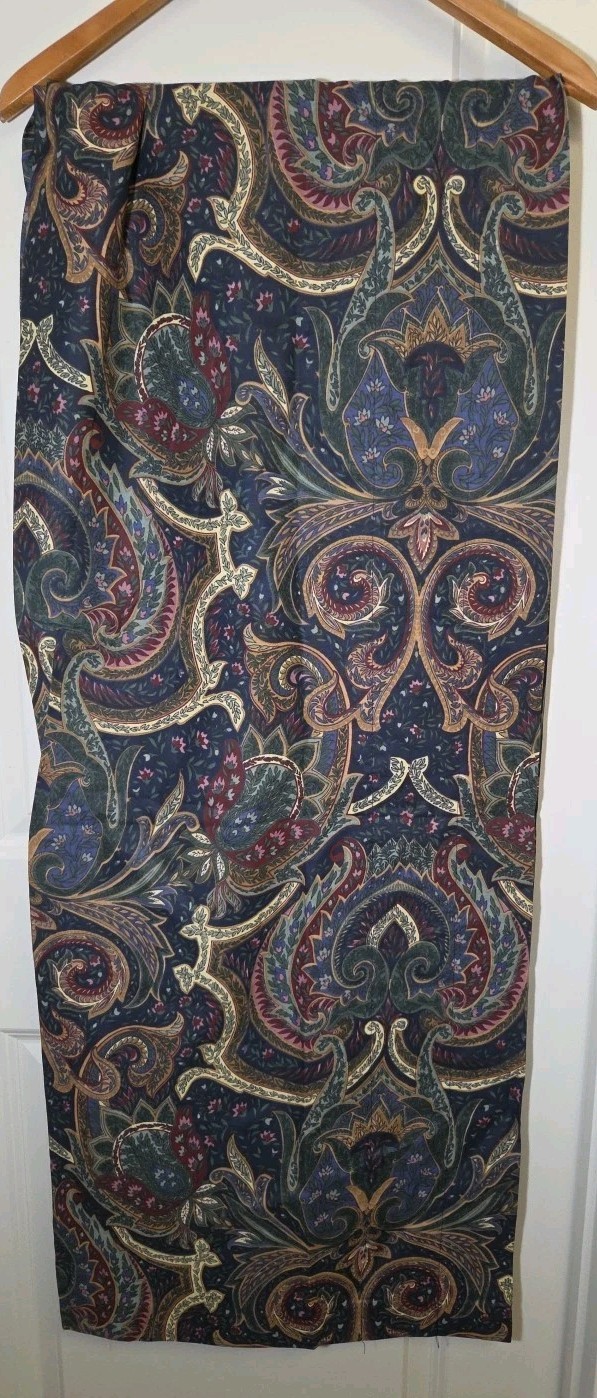 2 Vtg 90s Croscill Valances Jacobean Paisley Rod Pocket Jewel Tones 17.5×88