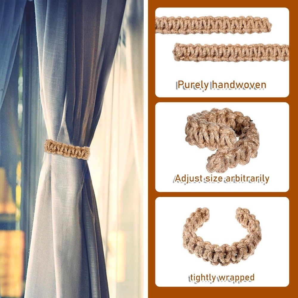 4 Pack Braided Curtain Tiebacks Boho Elegant Rustic Curtain Holdbacks Tie Backs