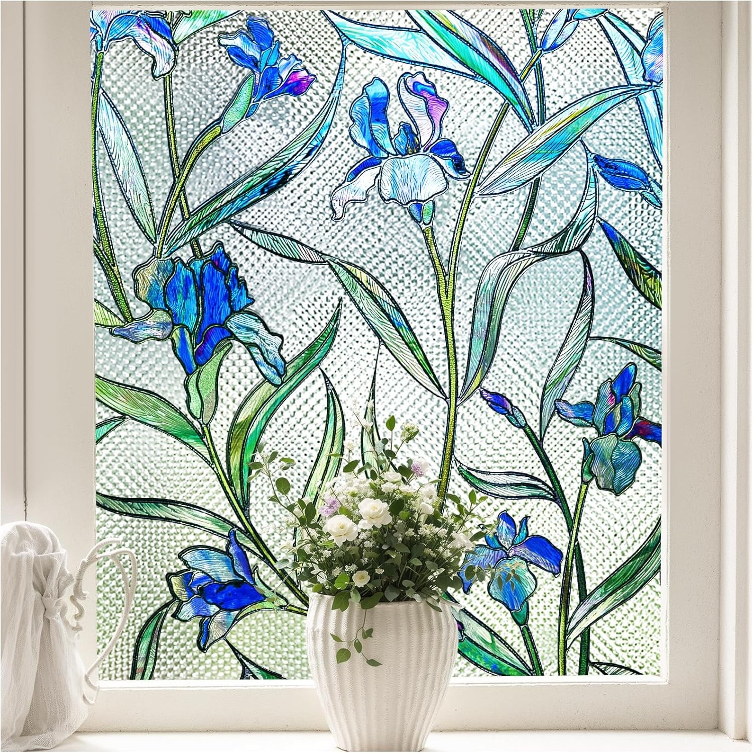 Stained Glass Window Film, 3D Decorative Window Cling, UV & Heat Blocking